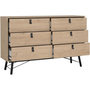 Voir la diapositive 6 : MARKET24 Commode RY - 6 Tiroirs - Décor Chene - L150,3 x P40,1 x H94,8 cm