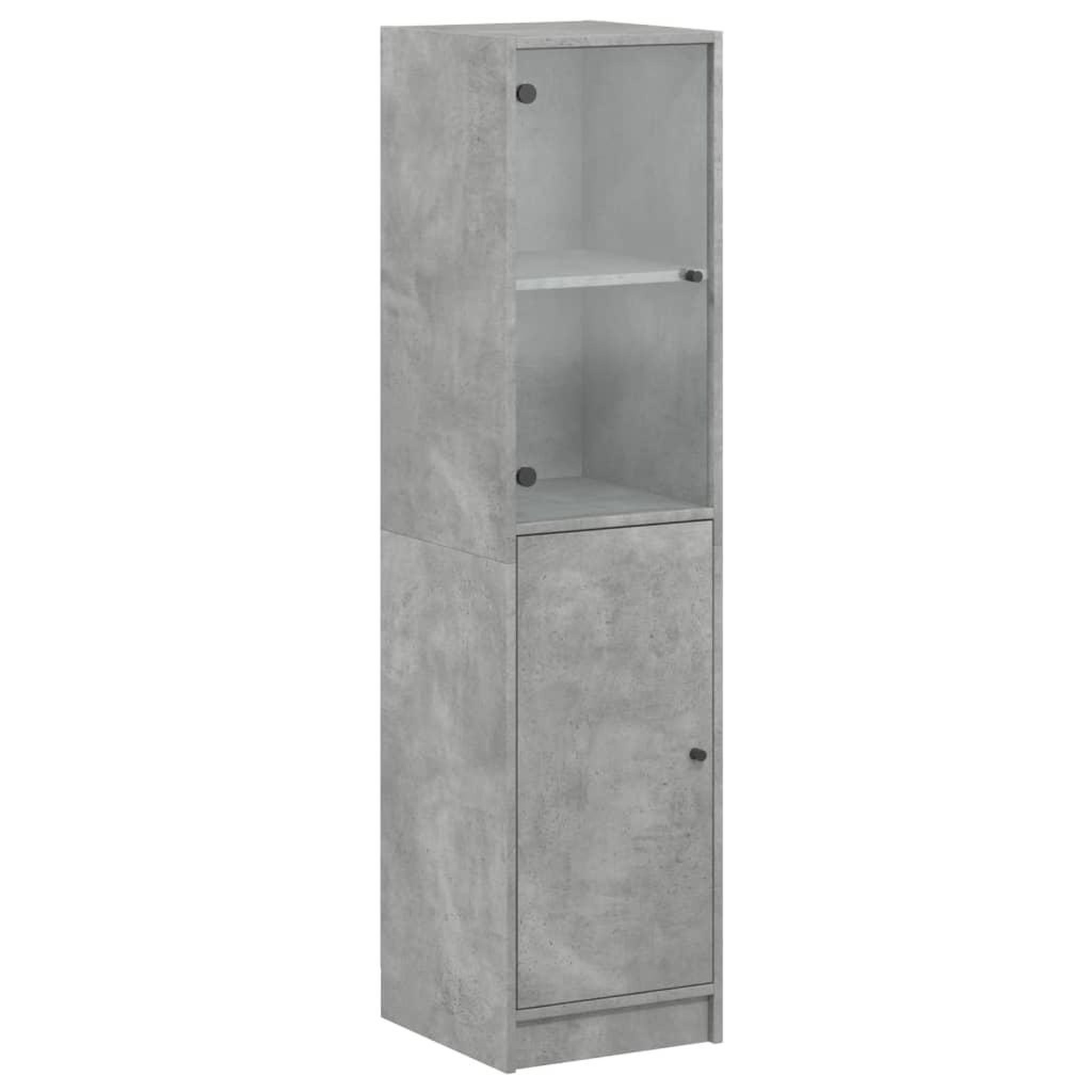 Voir la diapositive 2 : VIDAXL Buffet avec porte en verre gris beton 35x37x142 cm