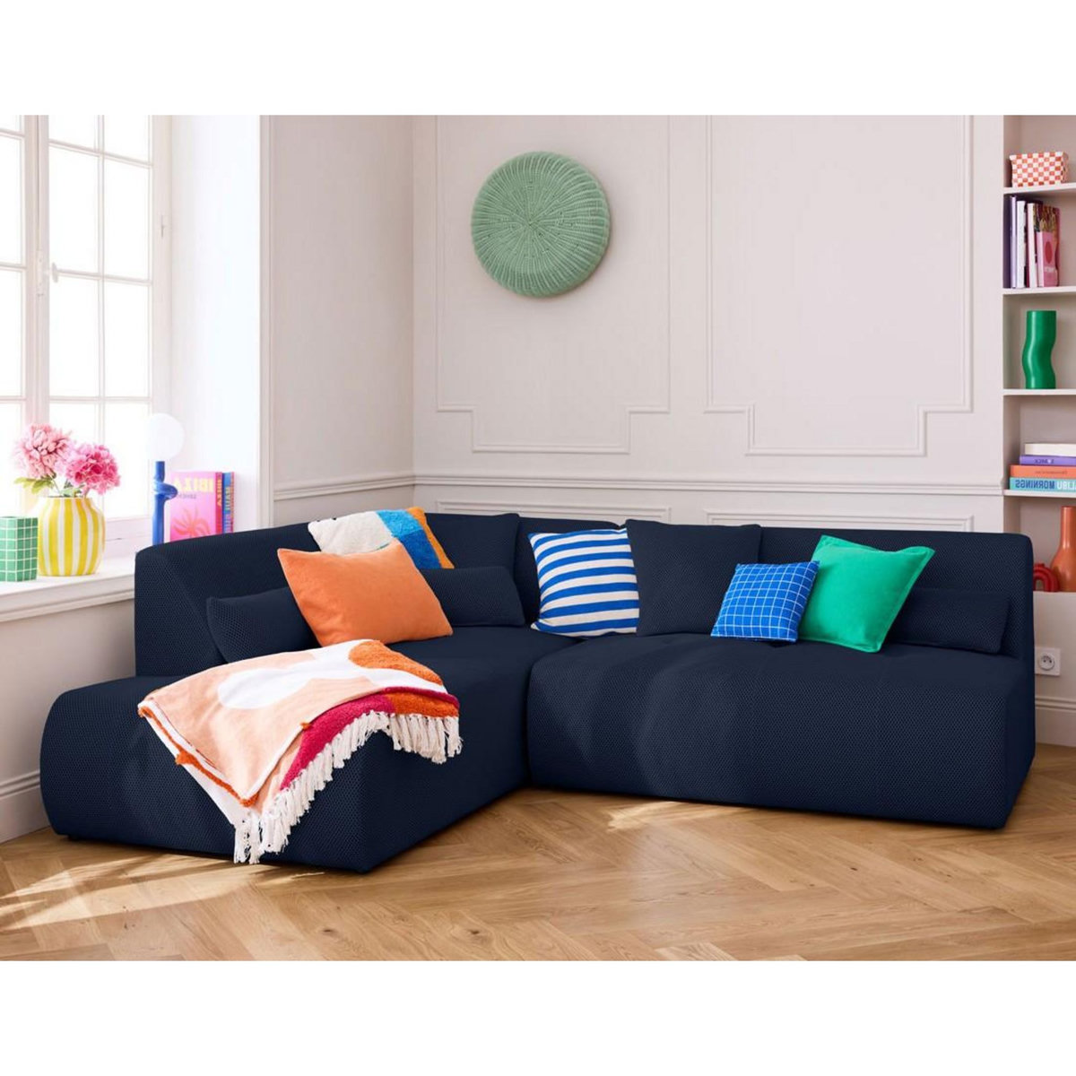 LISA DESIGN Onyx - canapé modulable d'angle gauche - 5 places - en tissu mailles 3d