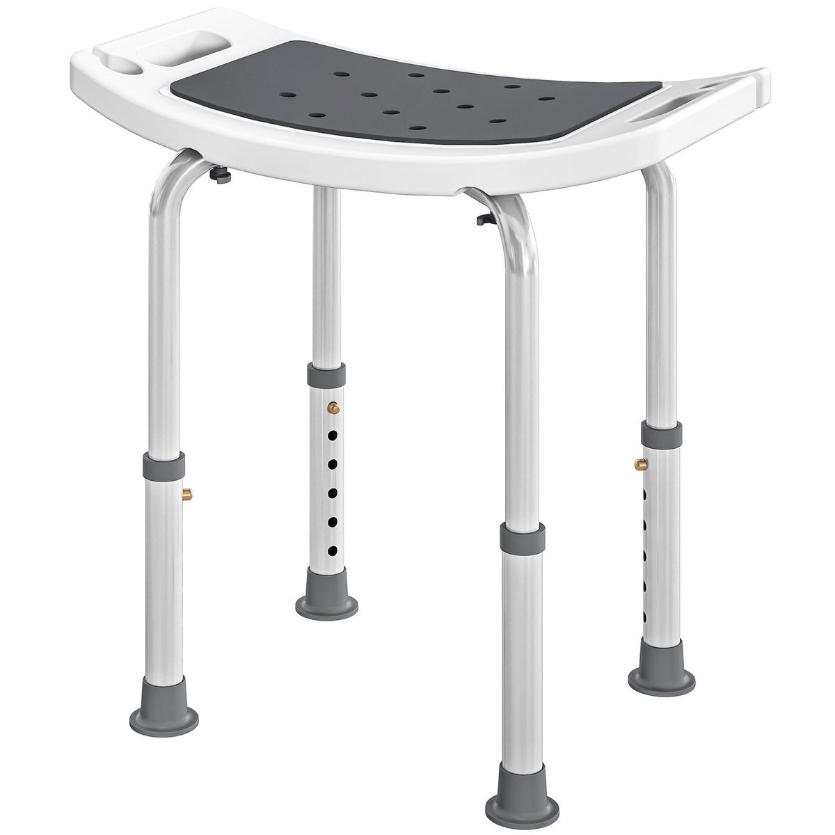 HOMCOM Siège de douche réglable en hauteur tabouret de douche ergonomique pieds antidérapants charge max. 135 Kg alu HDPE blanc gris