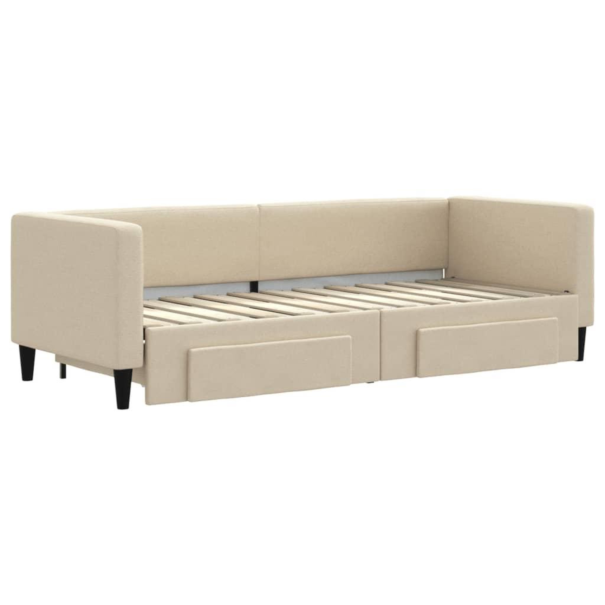 Voir la diapositive 3 : VIDAXL Lit de jour avec gigogne et tiroirs sans matelas creme 80x200cm
