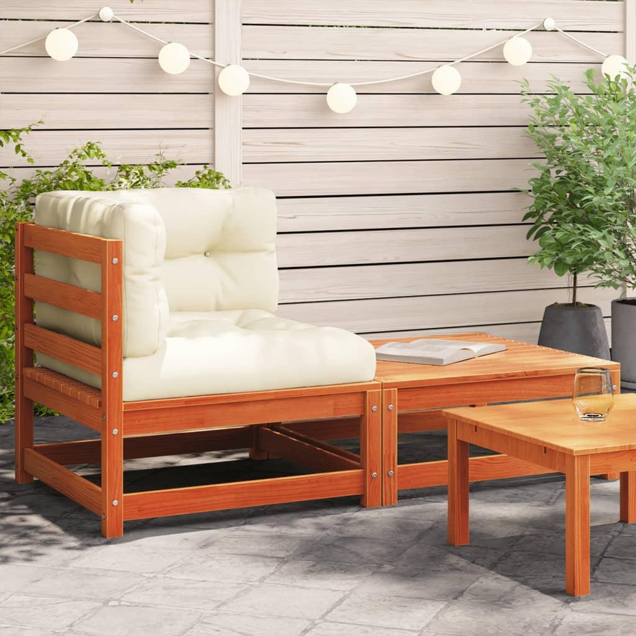 VIDAXL Canape d'angle de jardin avec coussins et repose-pieds