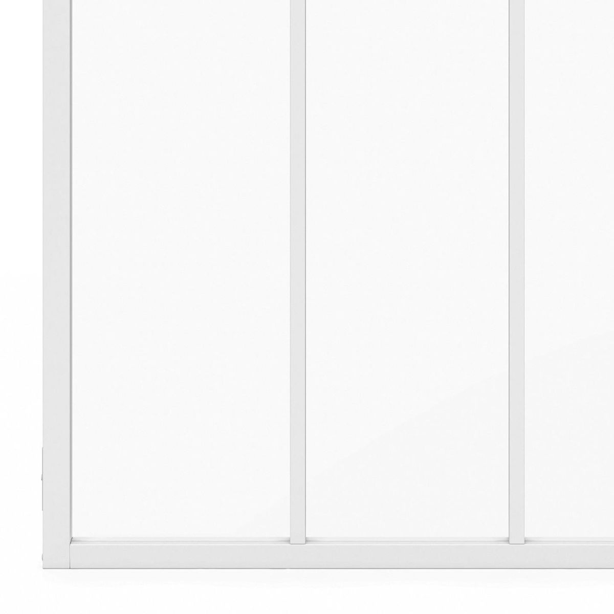 ID MARKET Verrière atelier 3 vitrages L. 93 x H. 108 cm en métal blanc et verre trempé