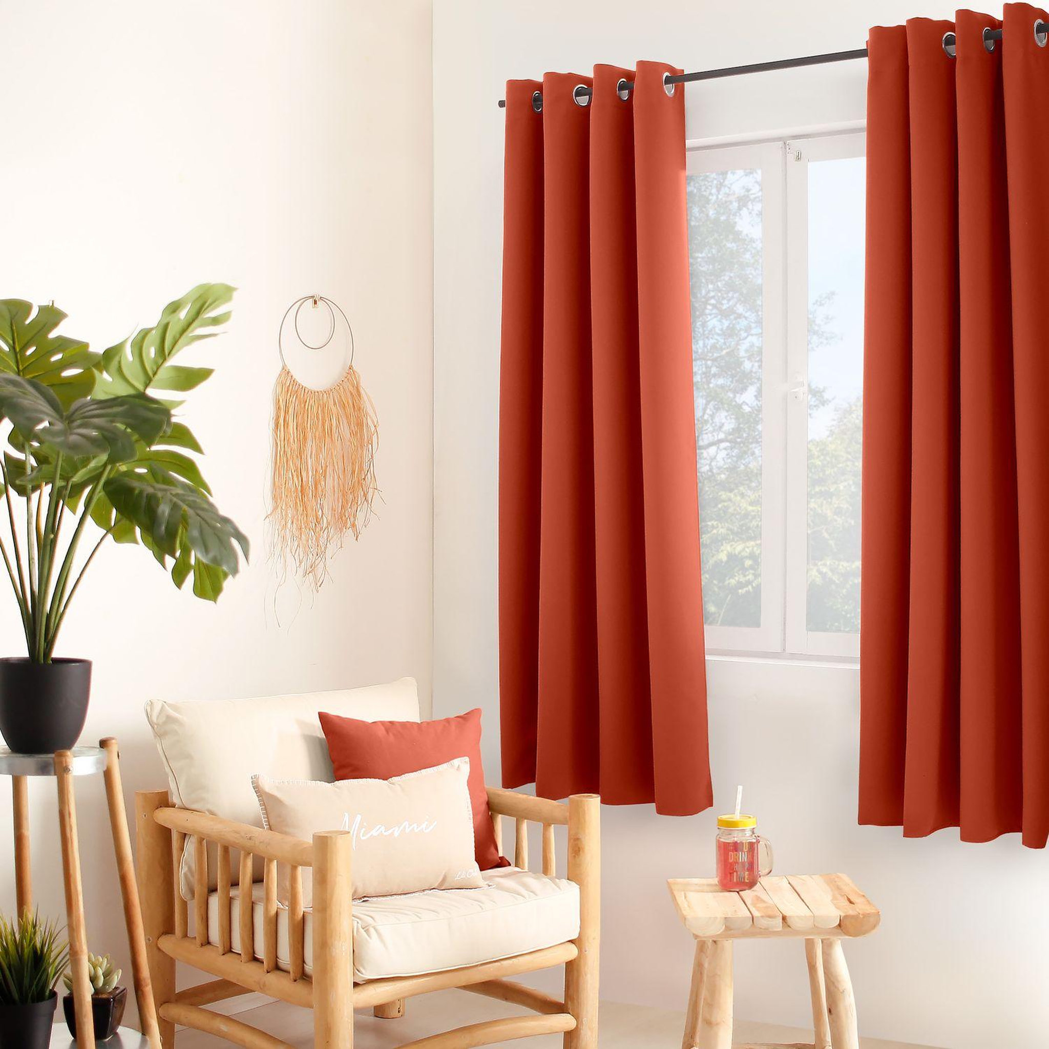 Voir la diapositive 2 : TOILINUX Rideau occultant classy - 140 x 180 cm - terre cuite