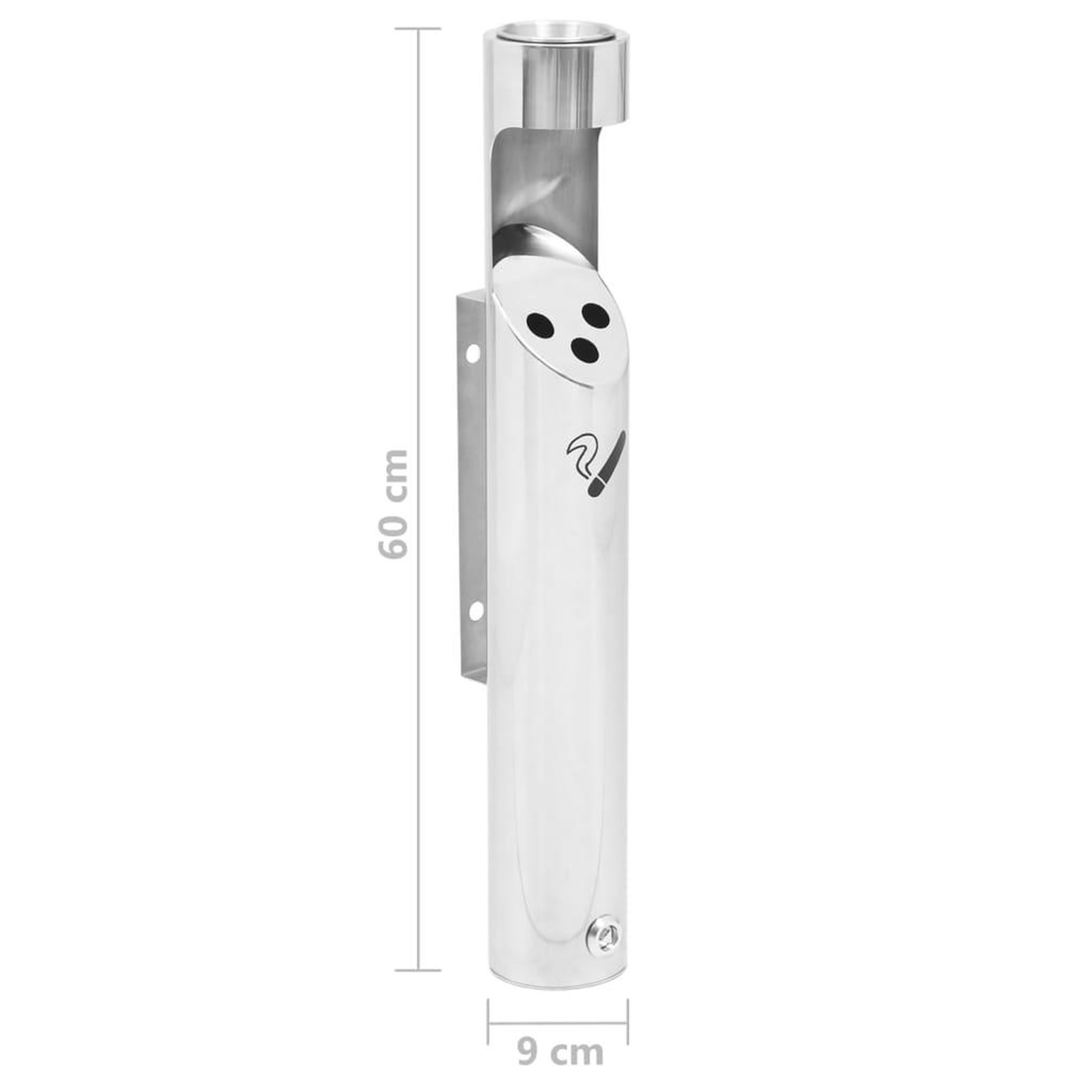 Voir la diapositive 6 : VIDAXL Cendrier a fixation murale acier inoxydable