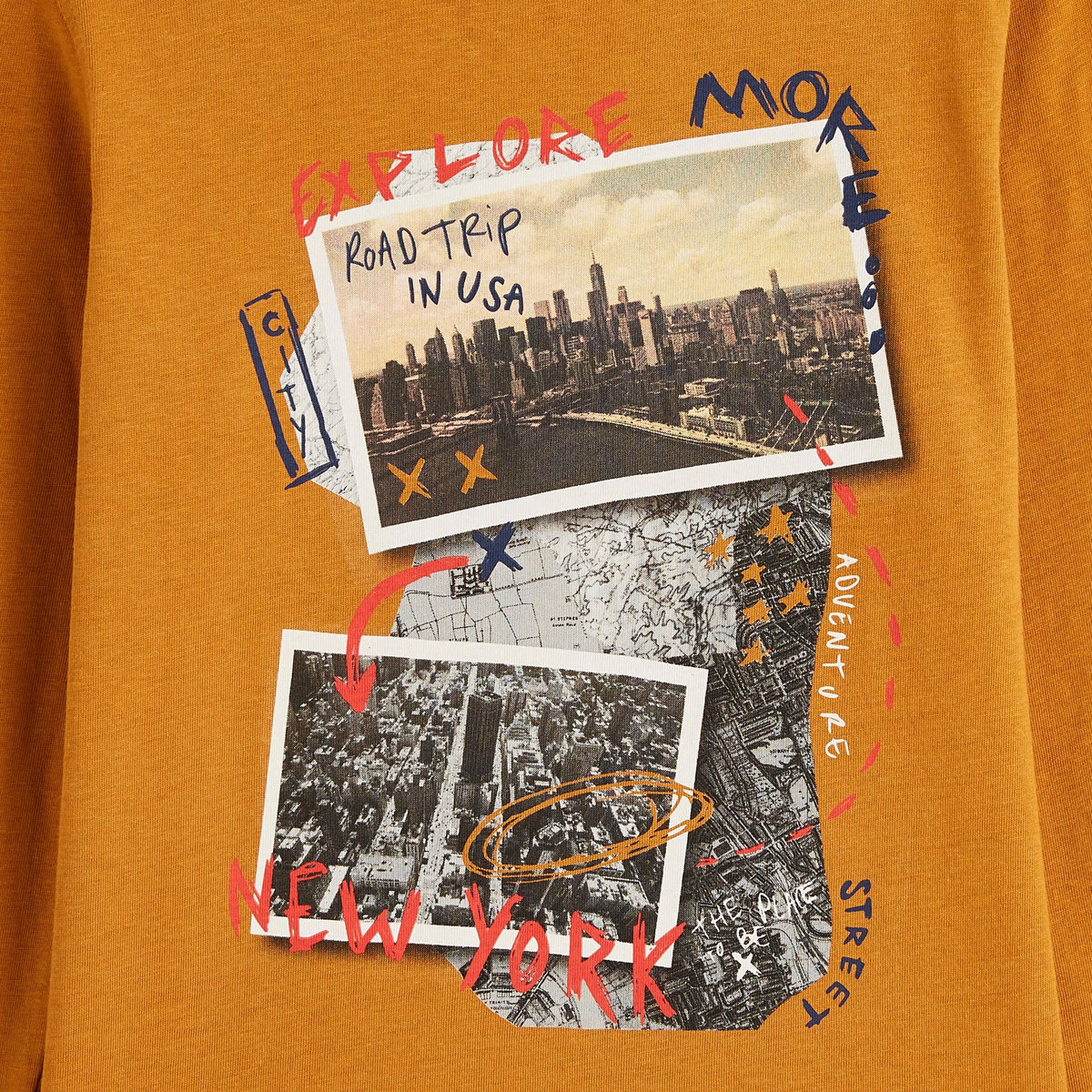 INEXTENSO T-shirt manches longues jaune garçon en coton 