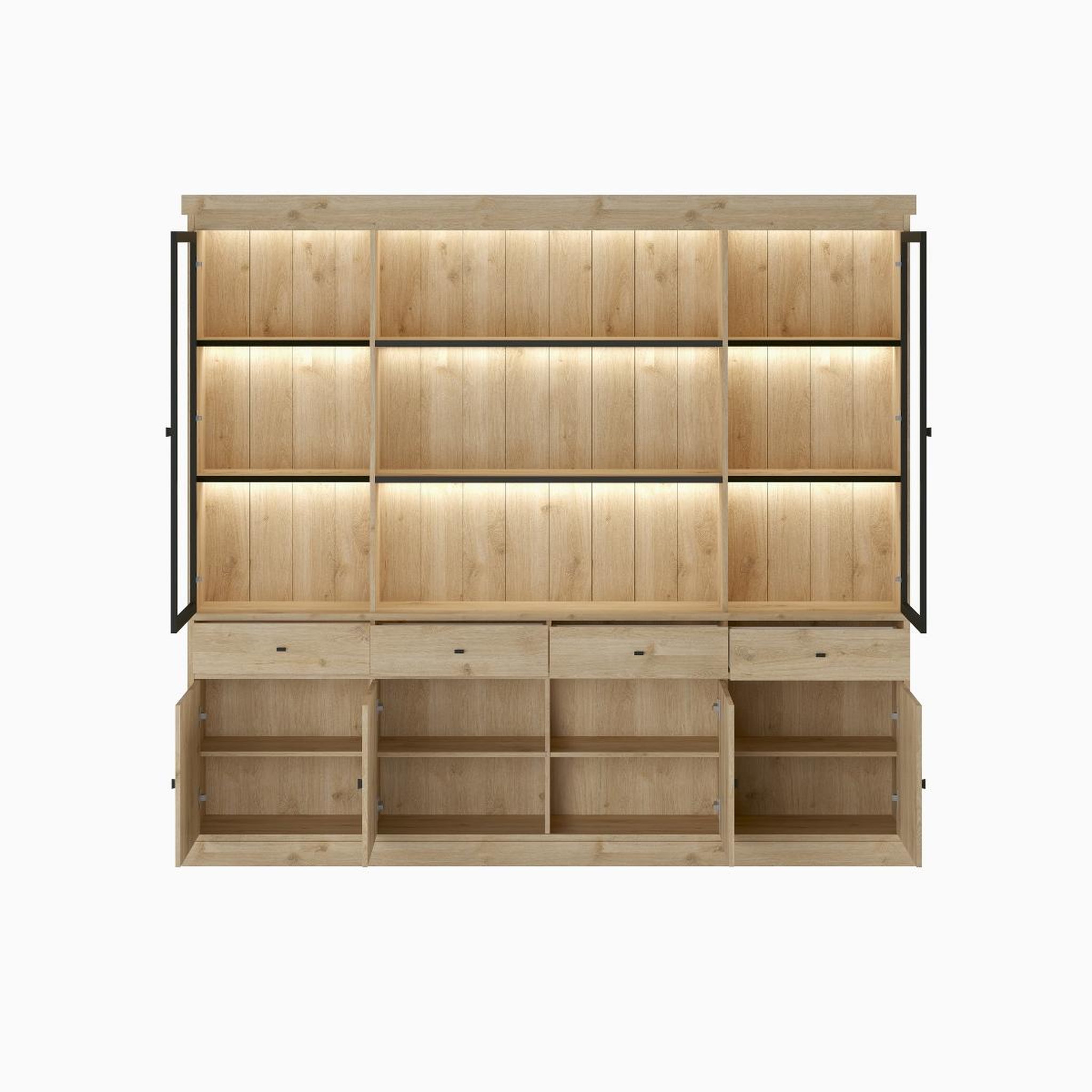 Voir la diapositive 3 : JLC KREATION Vaisselier 4 portes vitrées en bois VALENTINE