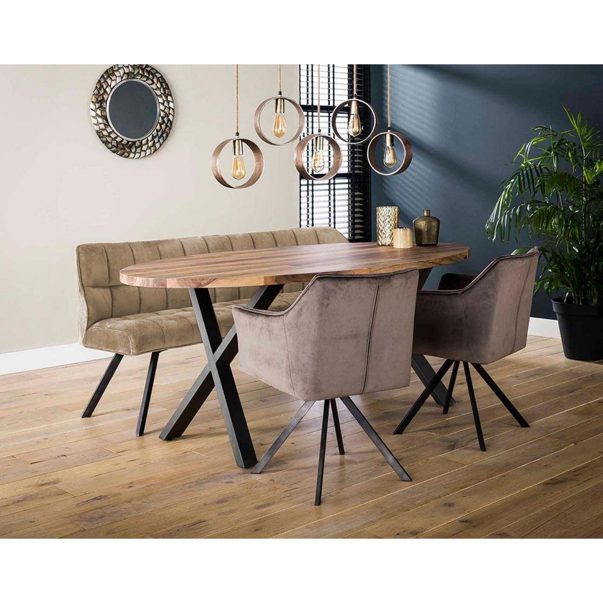 LISA DESIGN Neela - banc de table - en velours - 3 personnes