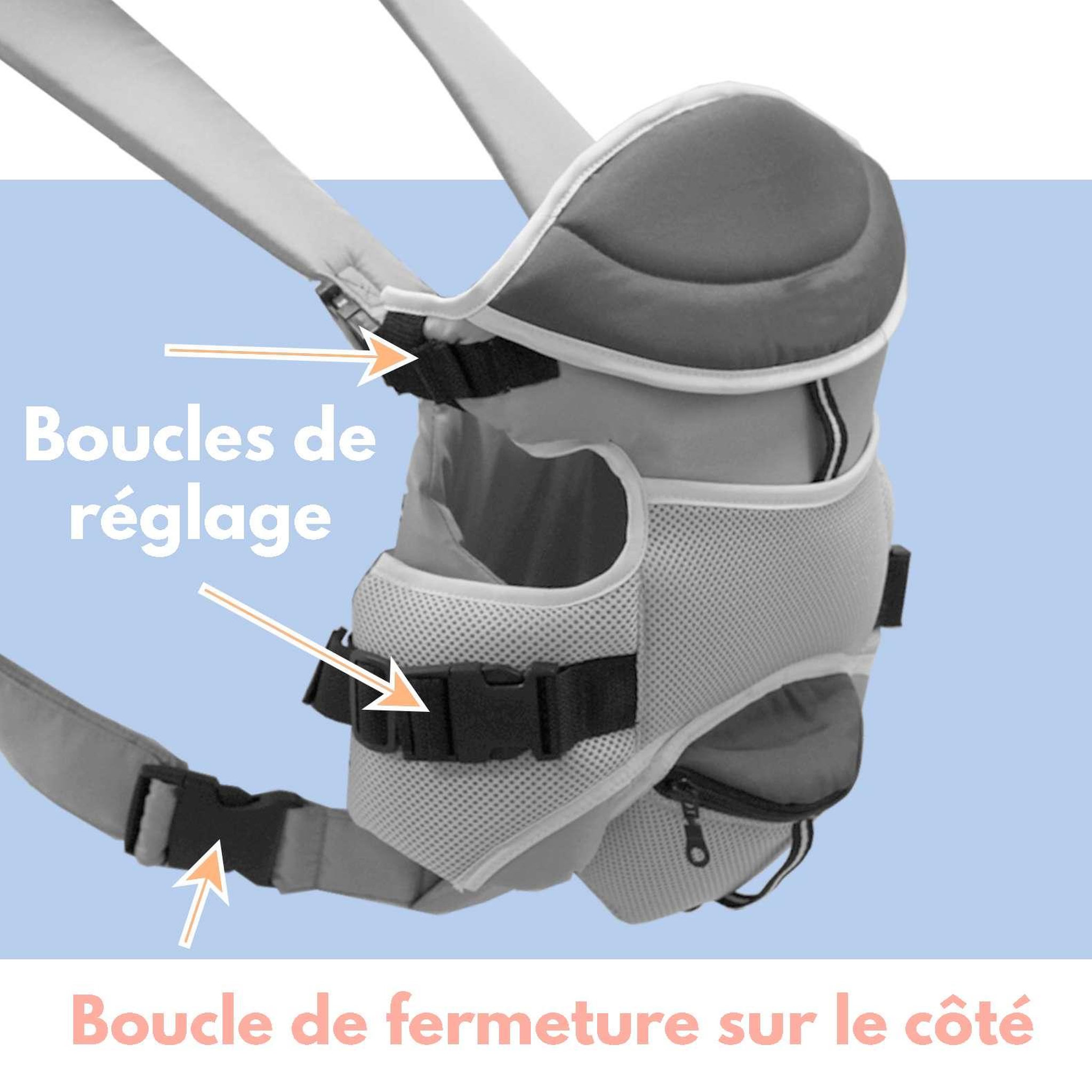 Voir la diapositive 3 : BAMBISOL Bambisol Porte Bébé Ventral | Bavoir Intégré, Visière | Noir Taupe