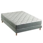 IDLITERIE Ensemble matelas HYGGE et sommier : confort ferme et 7 zones. Coloris disponibles : Vert