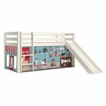 Paris Prix Lit Enfant Surélevé Avec Toboggan  Pino Pet Shop  90x200cm Blanc