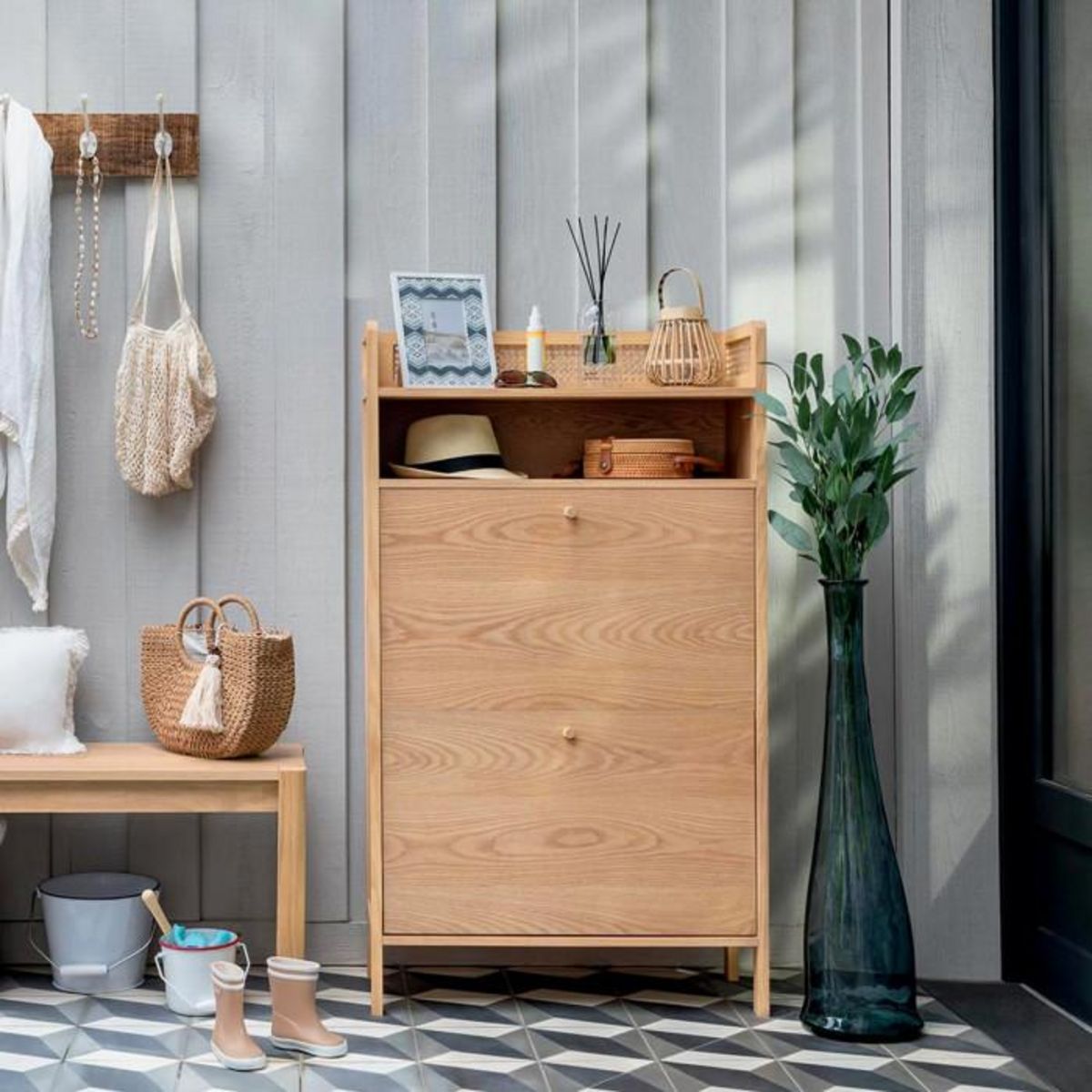 ATMOSPHERA Vase en Verre Recyclé  Long  80cm Orage