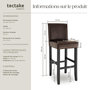 Voir la diapositive 6 : tectake Tabouret de bar rembourré avec dossier marron lot de 2
