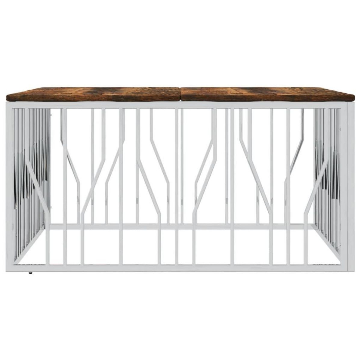 VIDAXL Table basse argente acier inoxydable/bois massif recuperation