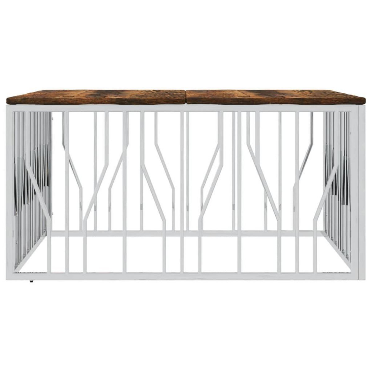 VIDAXL Table basse argente acier inoxydable/bois massif recuperation