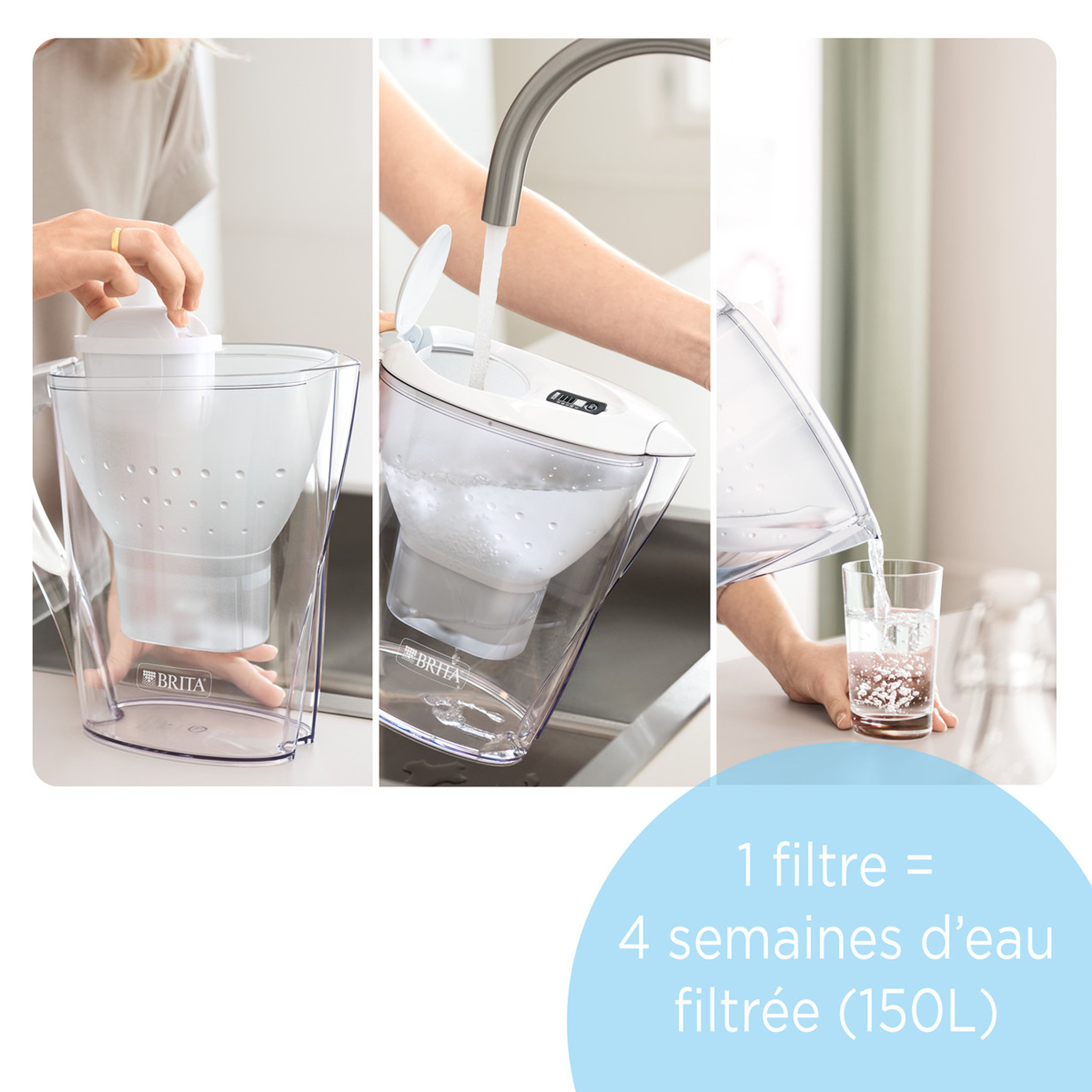 Voir la diapositive 6 : BRITA BRITA Carafe filtrante Marella graphite (2,4L) inclus 1 cartouche filtrante MAXTRA PRO All-in-1