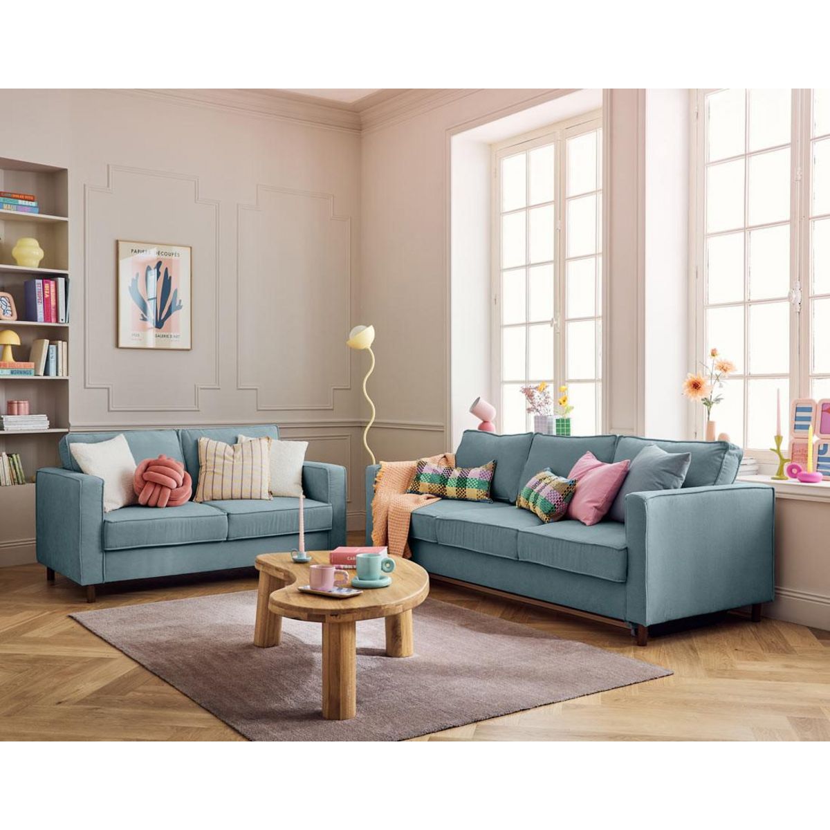 LISA DESIGN Jake - canapé 2 places en velours côtelé - pieds bois foncé