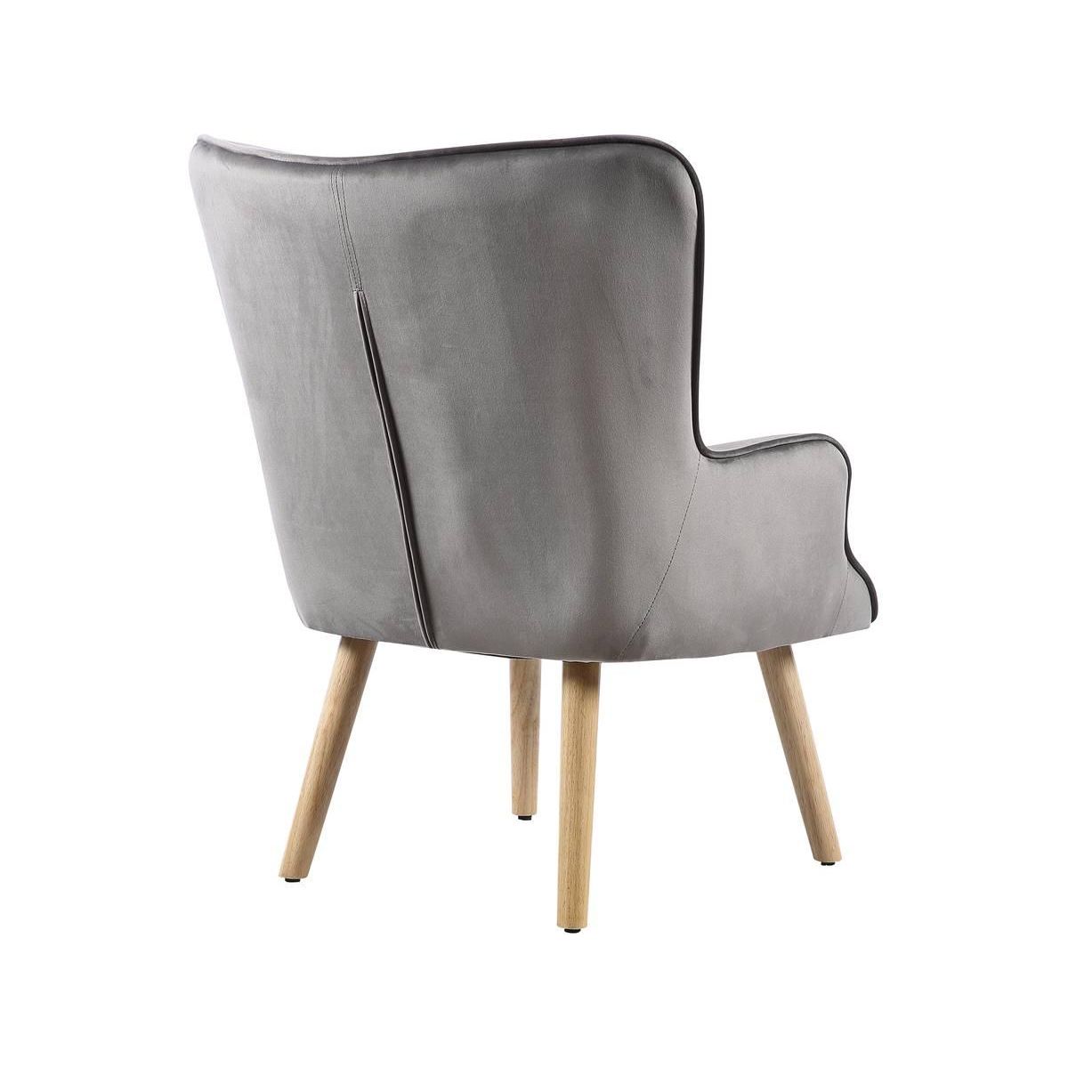 Habitat et Jardin Fauteuil style scandinave velours  Odense  - 73 x 81 x 92.5 cm - 1 place - Gris