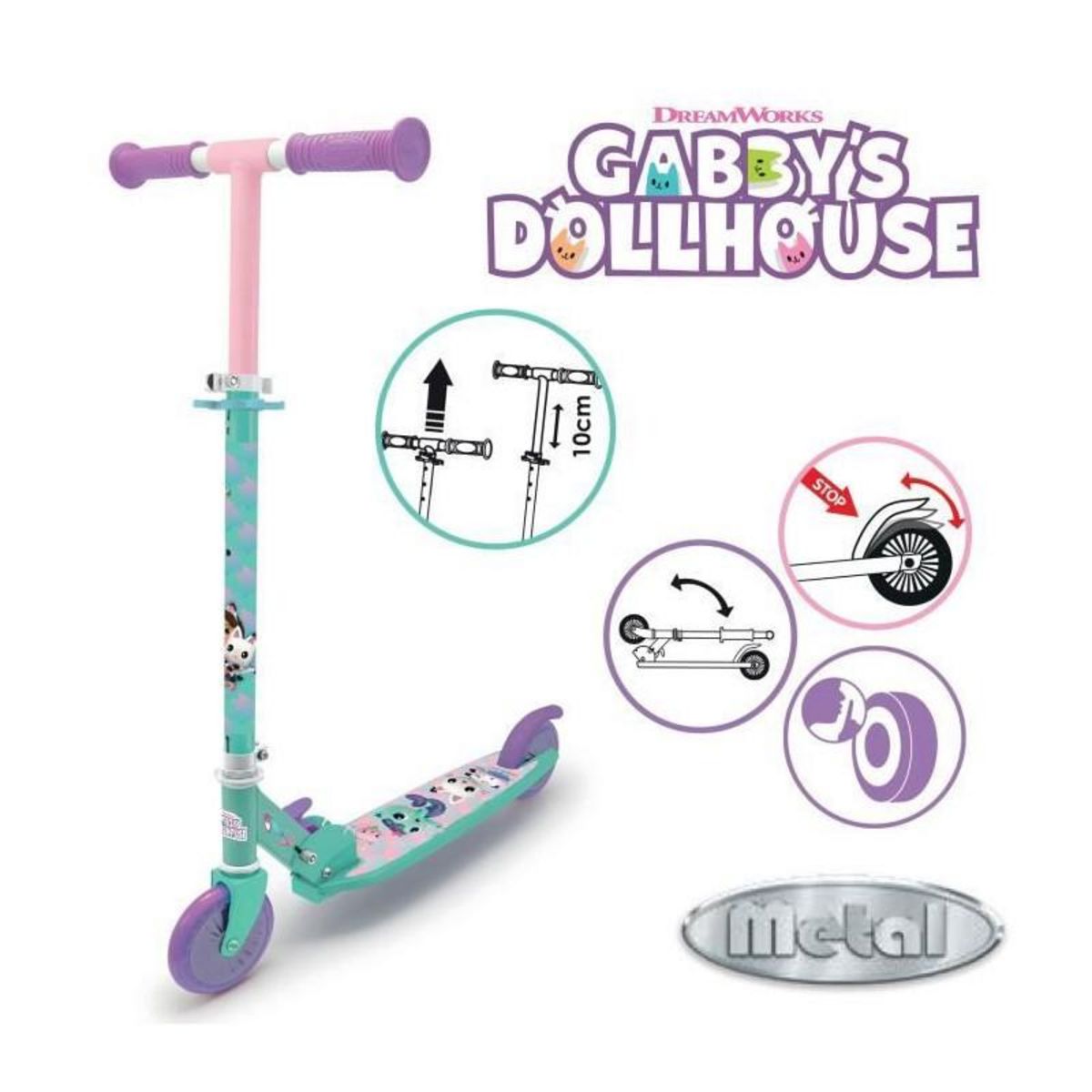 SMOBY Smoby - Patinette Gabby et la Maison Magique - 2 roues - Pliables -