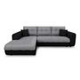 Voir la diapositive 3 : Canapé d'angle gauche convertible CLELIA, 4 places, tissu microfibre gris PU blanc ou noir