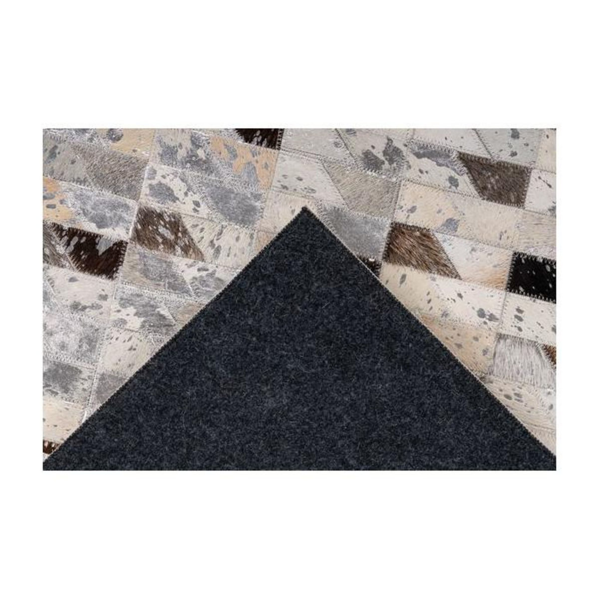 Paris Prix Tapis Fait Main en Cuir  Lavin V  Argent & Multicolore