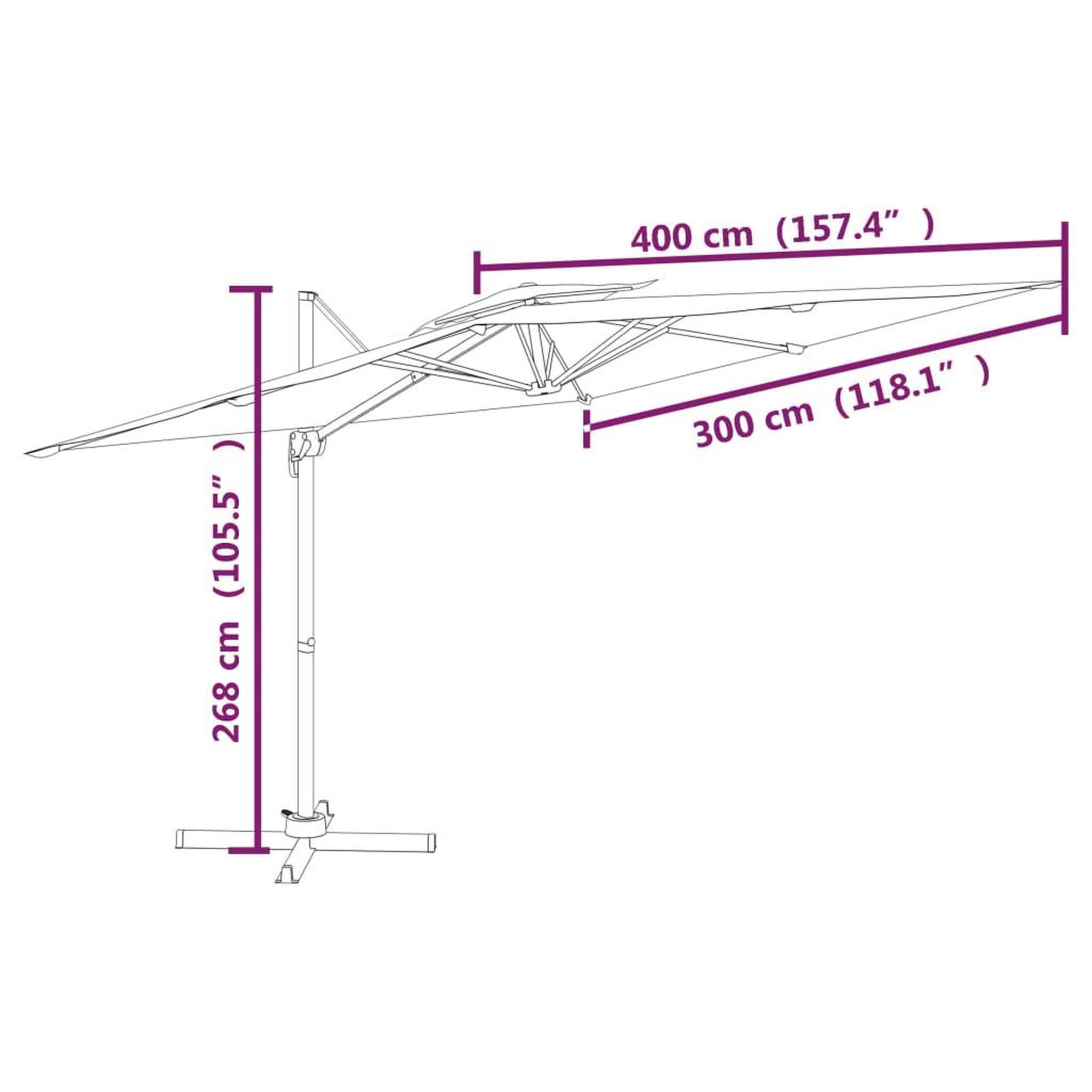 Voir la diapositive 6 : VIDAXL Parasol cantilever a double toit Terre cuite 400x300 cm