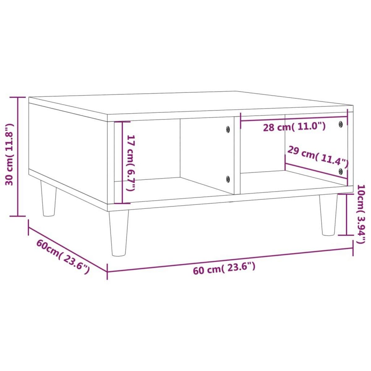 VIDAXL Table basse chene fume 60x60x30 cm bois d'ingenierie