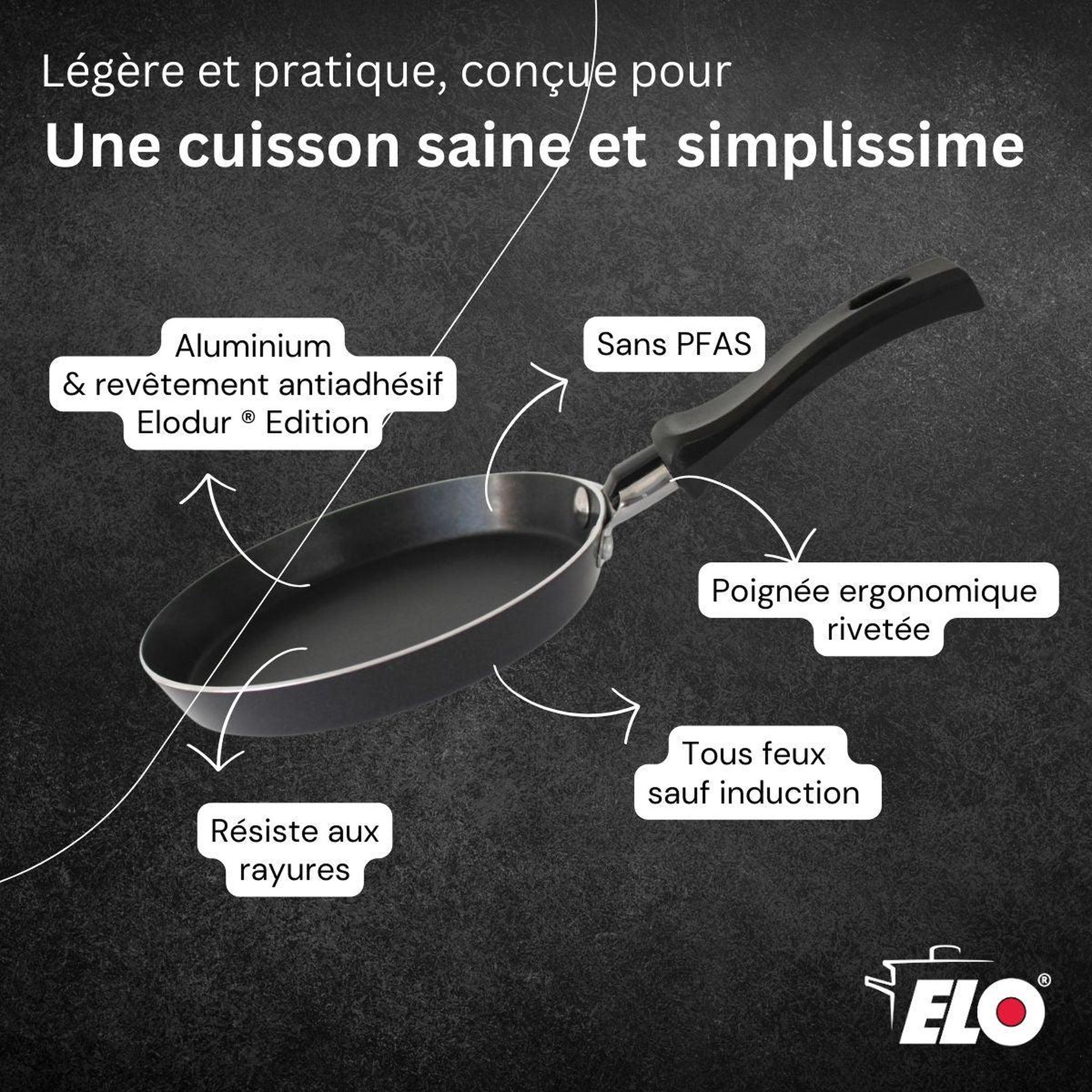 Voir la diapositive 6 : ELO Set de 1 poêle de cuisson 14 cm en aluminium avec 1 ustensiles de cuisine sans pfas elo jewel de luxe