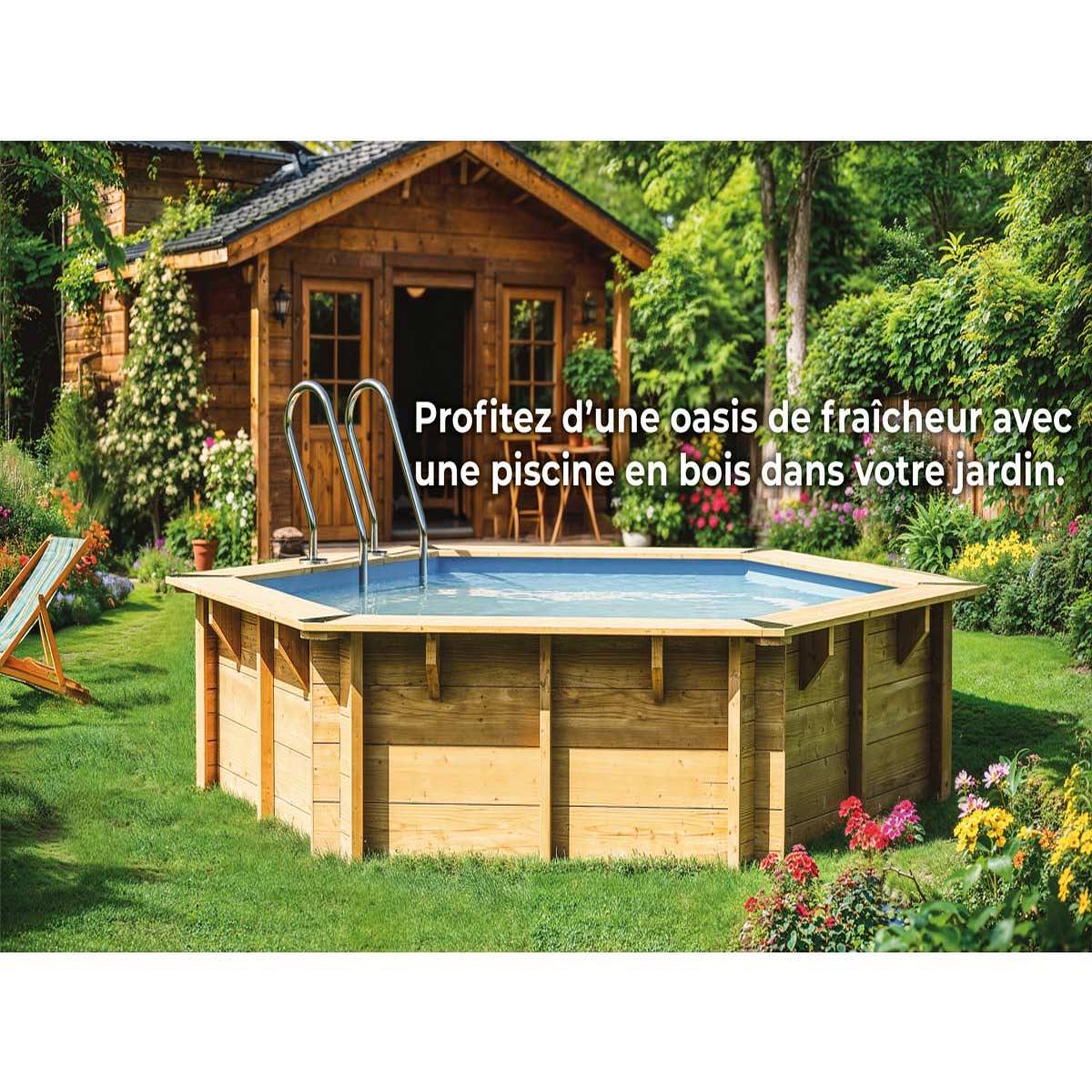 Voir la diapositive 5 : GRE Piscine bois Vanille 2 Ø 4,00 x 1,19 m - Gré
