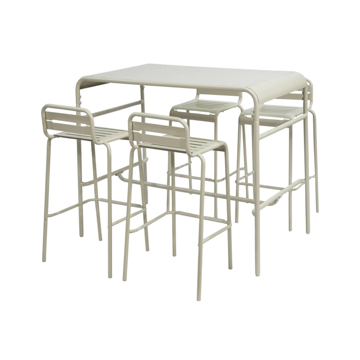 SWEEEK Table haute de jardin AMELIA, 4 chaises hautes en acier, 120 x 70cm x 95cm