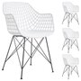 IDIMEX Lot de 4 chaises ALICANTE pour salle à manger ou cuisine design retro avec accoudoirs coque plastique blanc et 4 pieds croisé noir