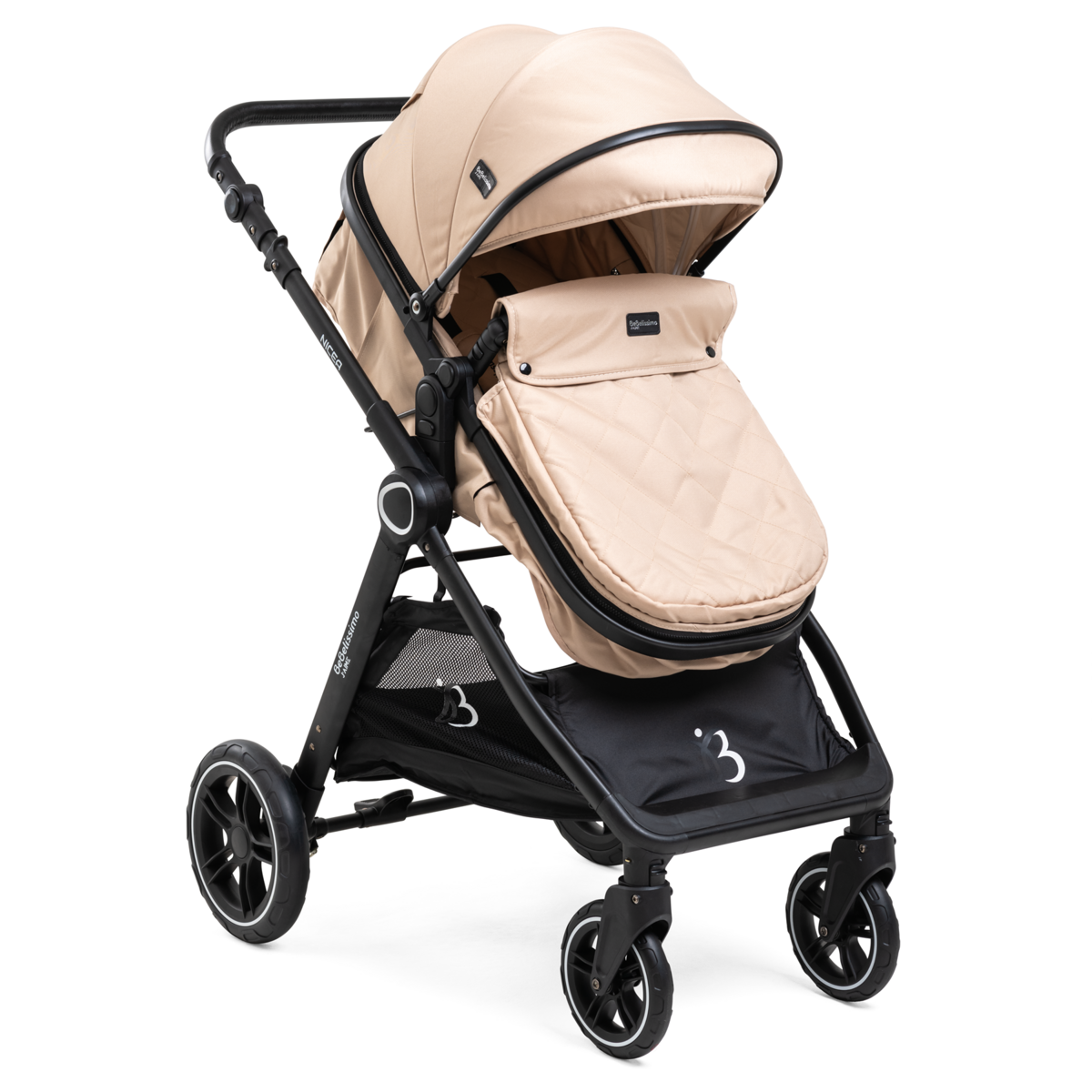 BEBELISSIMO BEBELISSIMO - Poussette combinée trio 3 en 1 - siège auto 0m – landau  – dès la naissance – jusqu'à 22kg – Nicea - beige
