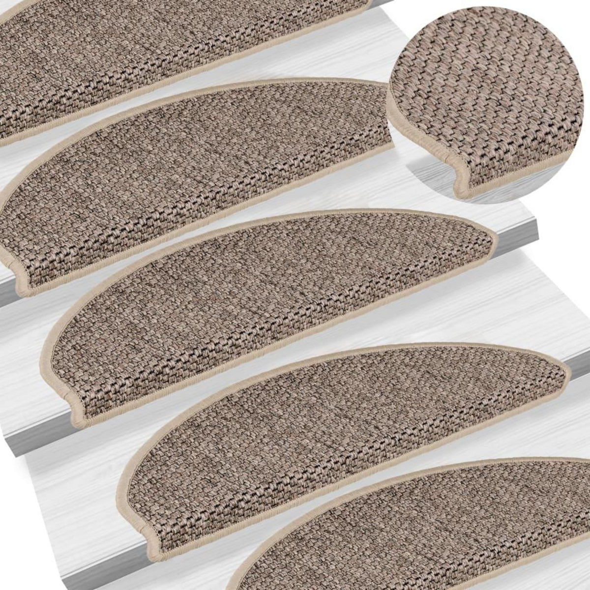 VIDAXL Tapis d'escalier autocollants 15 pcs 65x21x4 cm Beige fonce