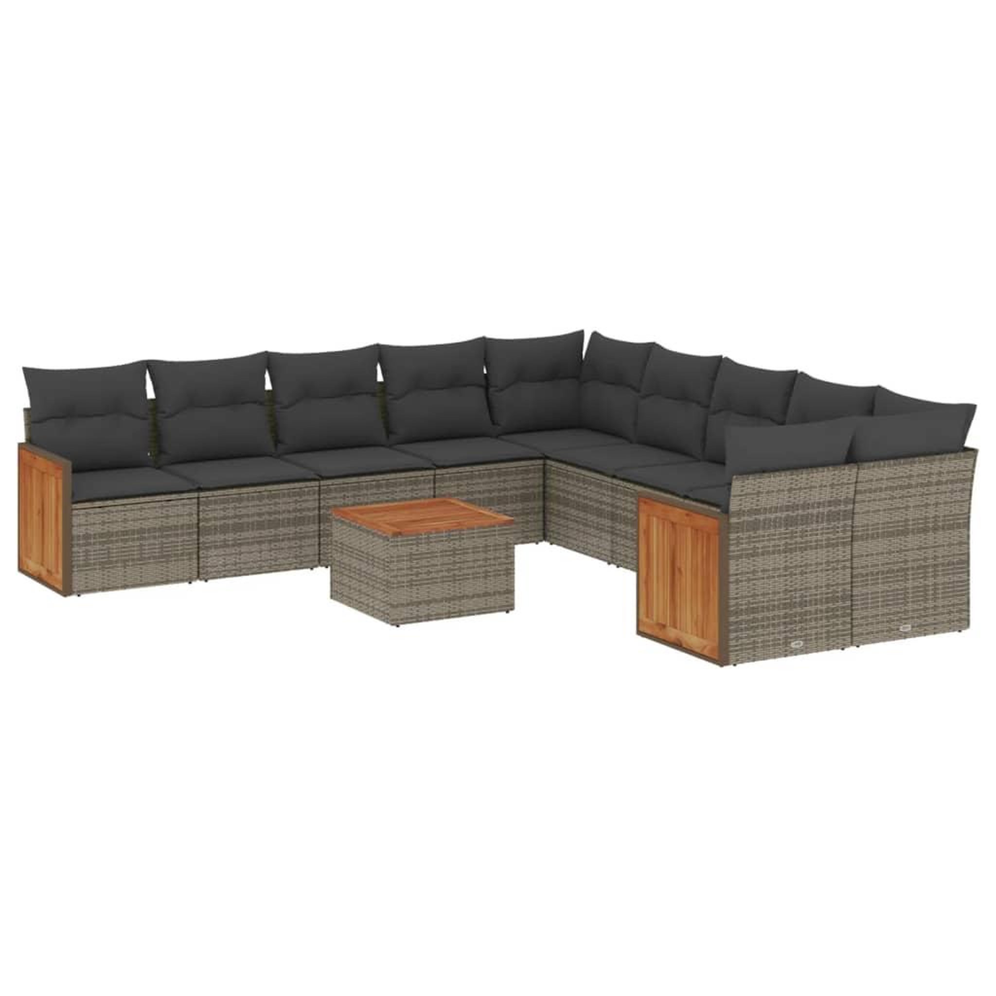 Voir la diapositive 2 : VIDAXL Salon de jardin 11 pcs avec coussins gris resine tressee