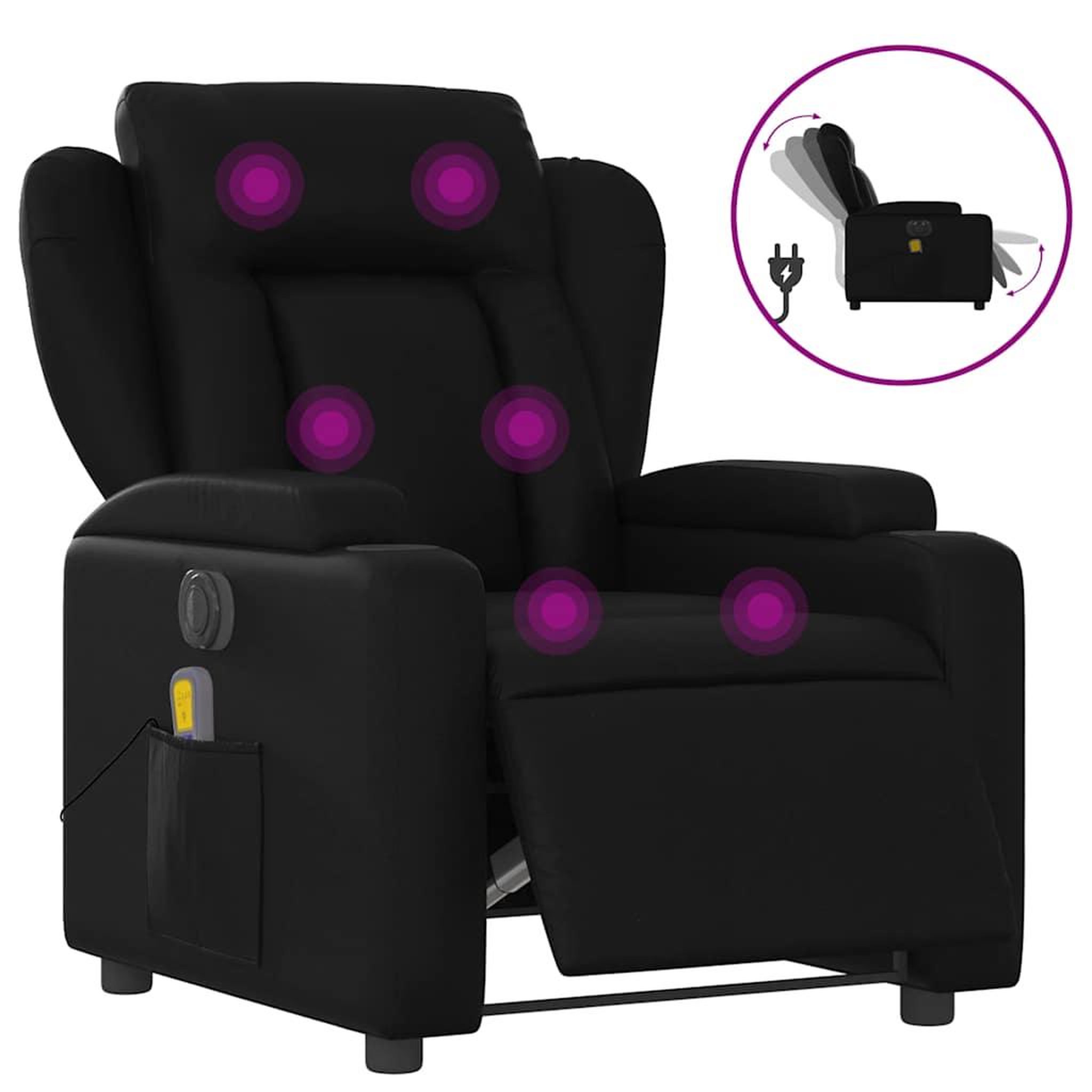 Voir la diapositive 2 : VIDAXL Fauteuil de massage inclinable electrique noir similicuir