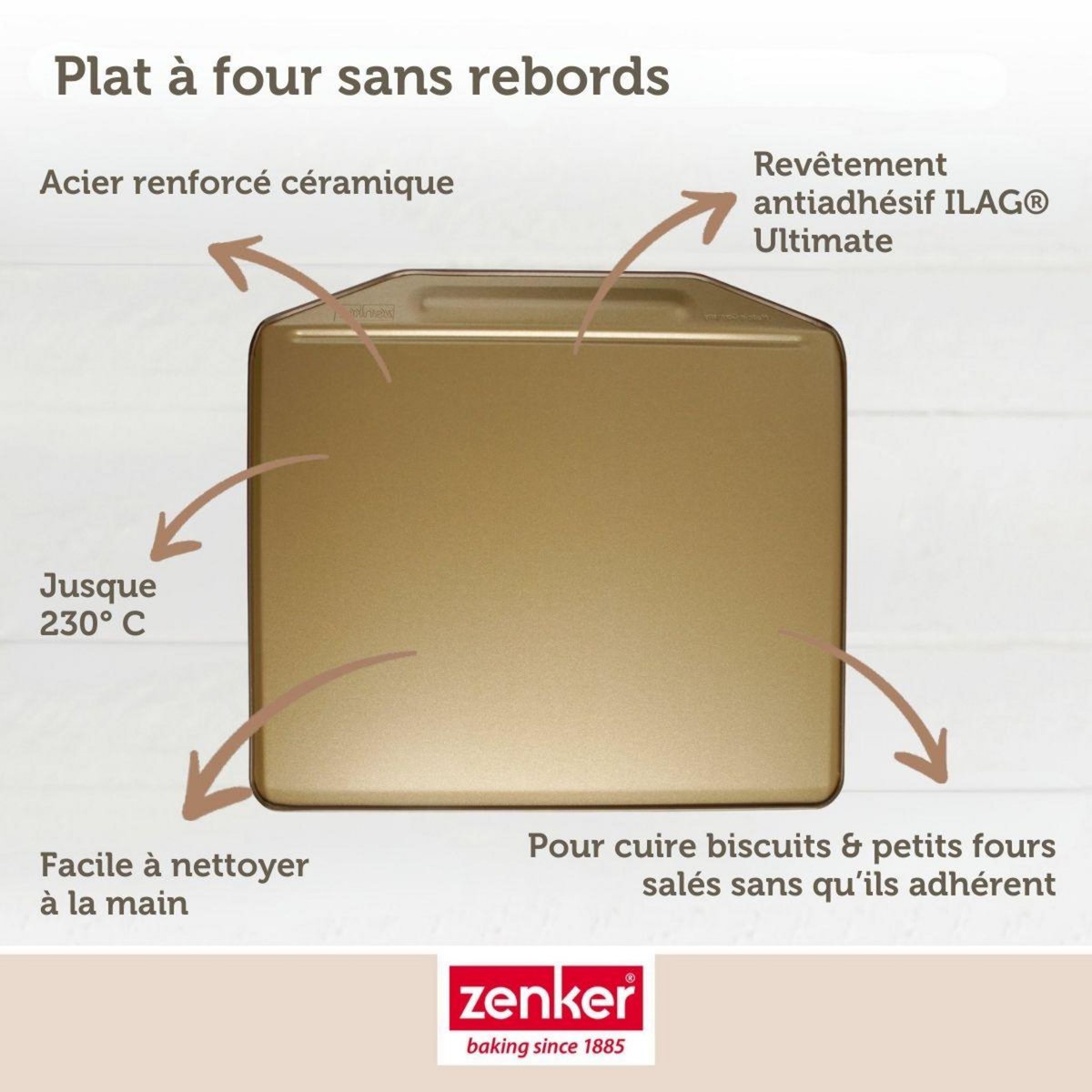 ZENKER Plaque à pâtisserie sans rebords 36 x 33 cm Zenker Mojave Gold