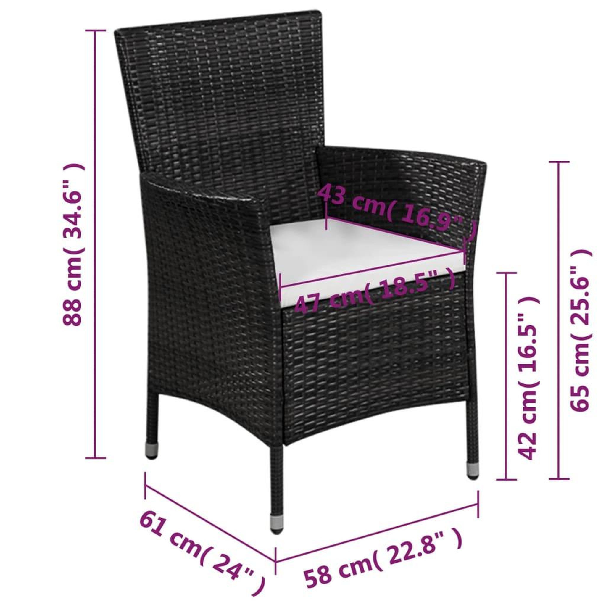 Voir la diapositive 6 : VIDAXL Ensemble de bistro 3 pcs Resine tressee Noir