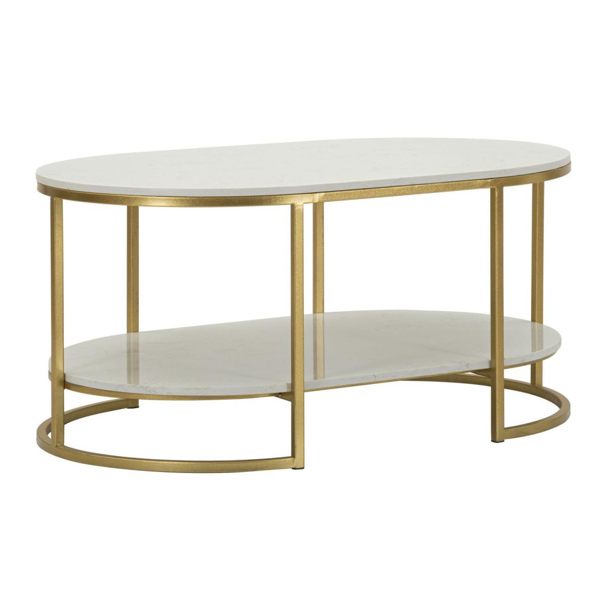 Paris Prix Table basse en marbre  izmir  90cm blanc & or