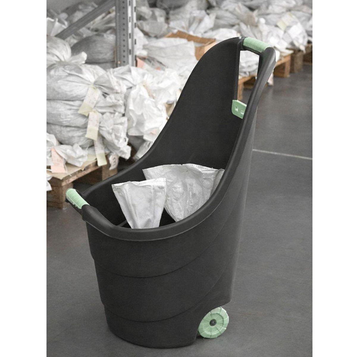 KZ GARDEN Chariot de jardin 62L 2 roues - Transport Bois, Terreau, Plantes Trolley Plastique robuste recyclé Noir KZ GARDEN