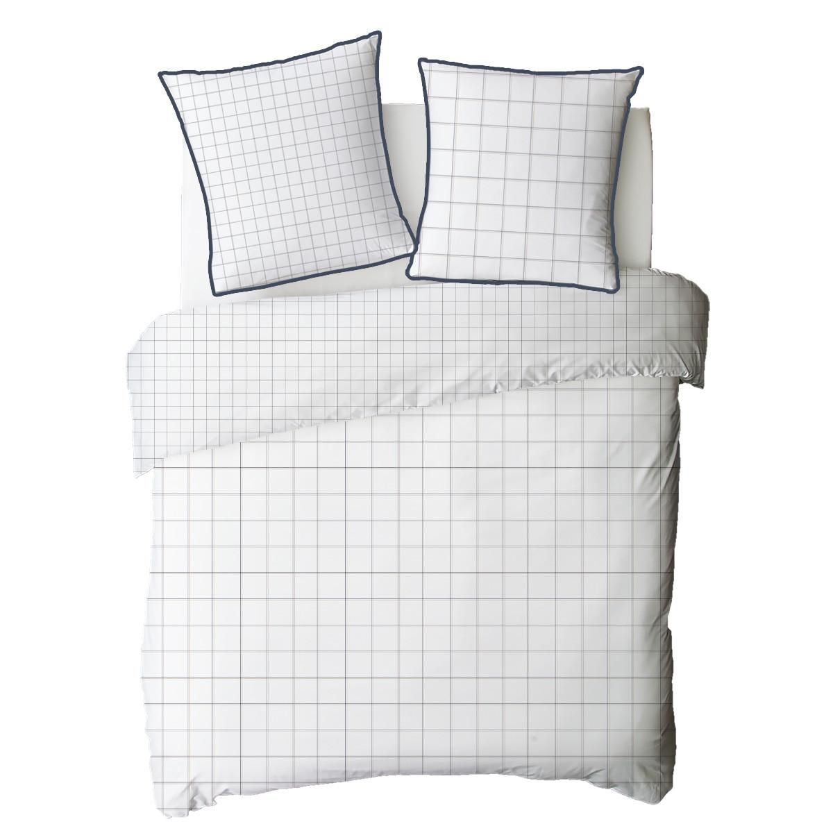 FUTURE HOME Parure de lit 2 personnes à carreaux en coton