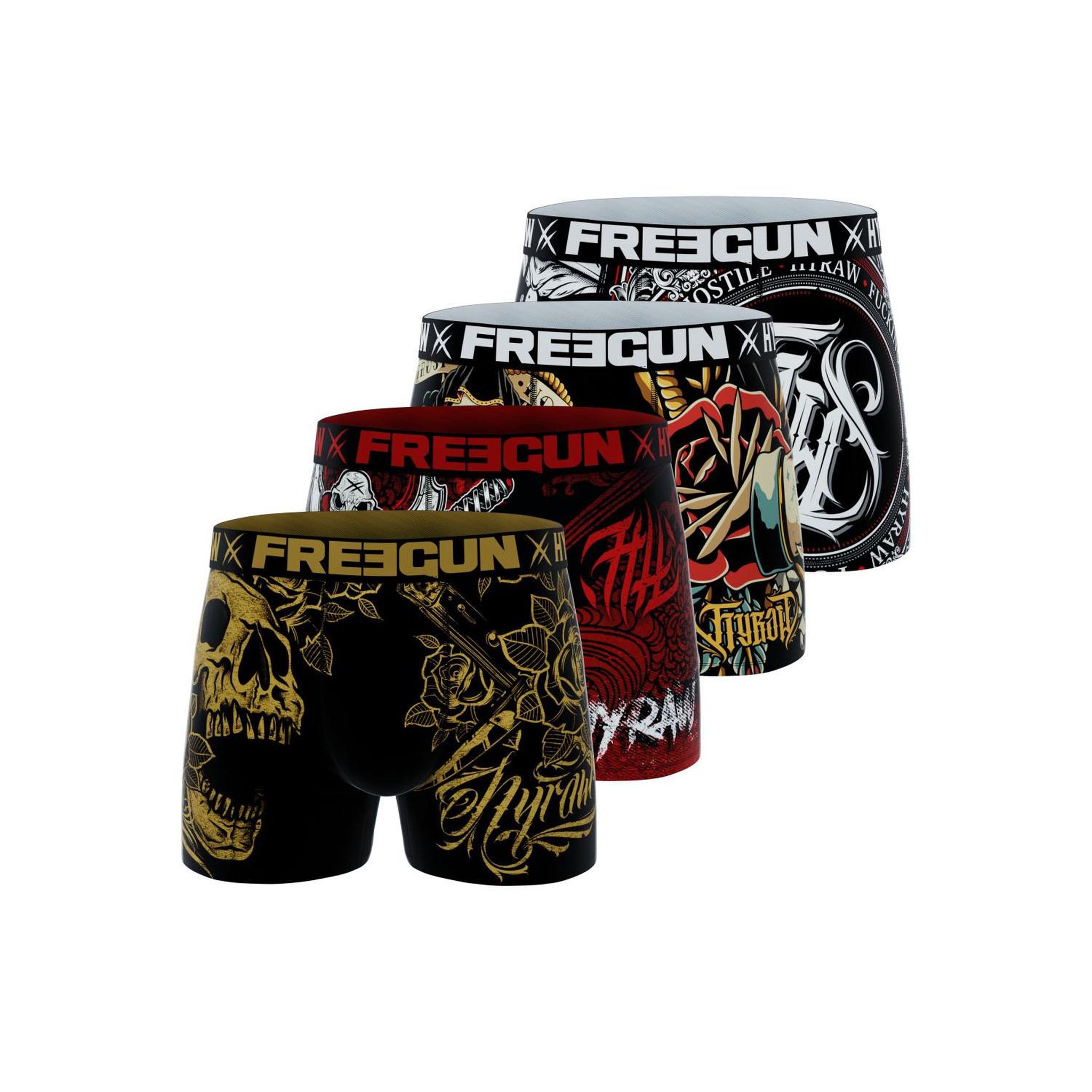 Voir la diapositive 1 : FREEGUN Lot de 4 boxers homme Hyraw