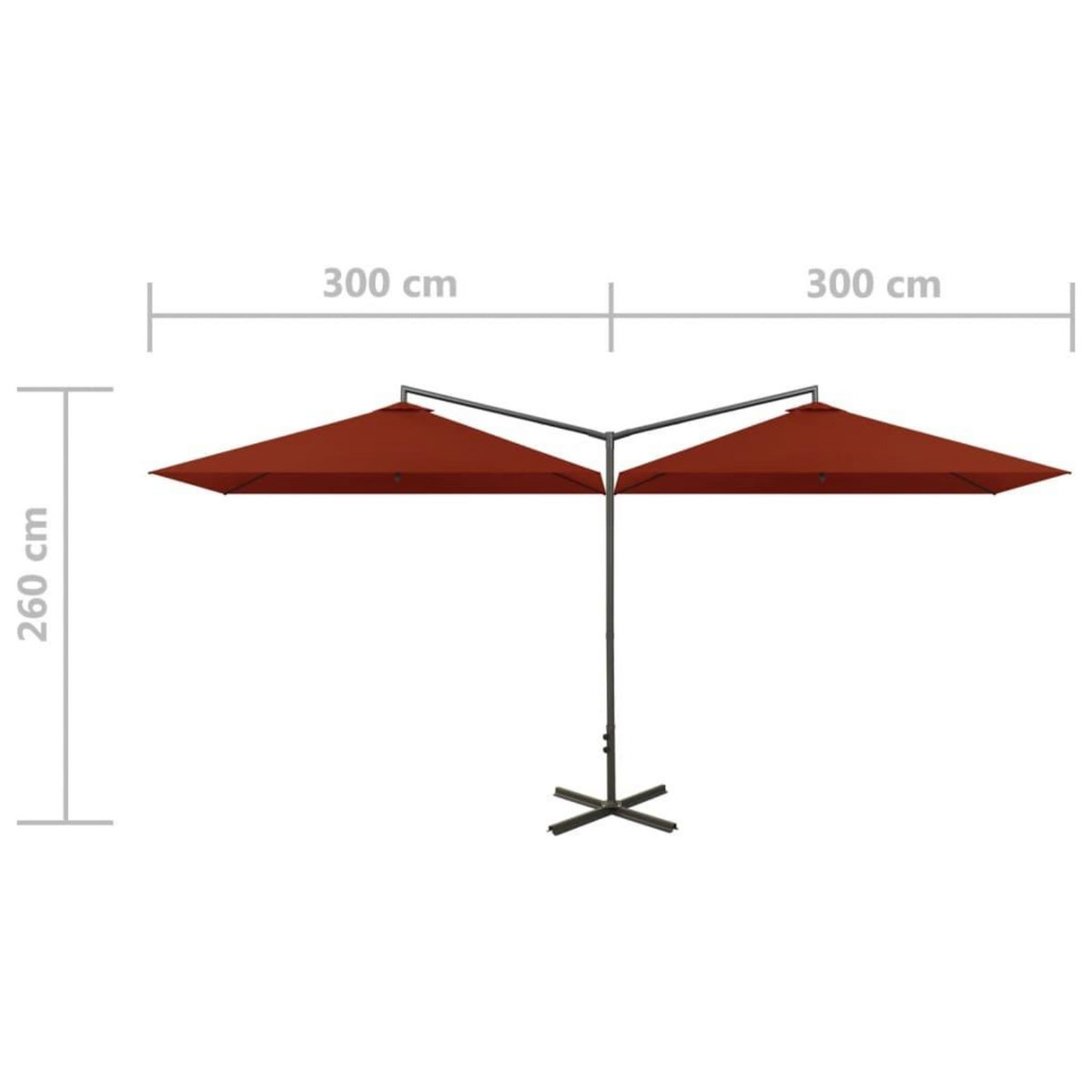 VIDAXL Parasol de jardin double et mat en acier terre cuite 600x300 cm