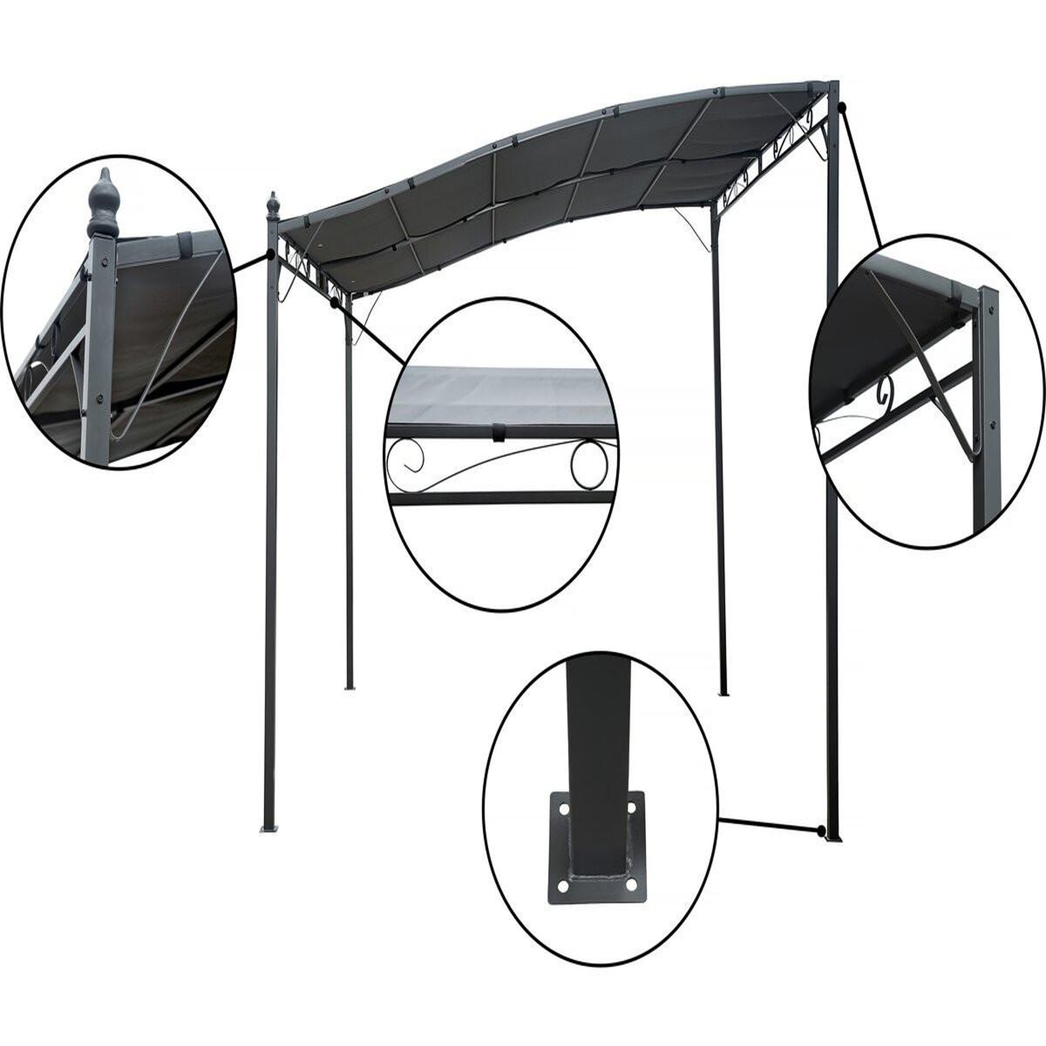 Voir la diapositive 4 : Habitat et Jardin Pergola adossée inclinée en métal - 3 x 2.5 m - gris