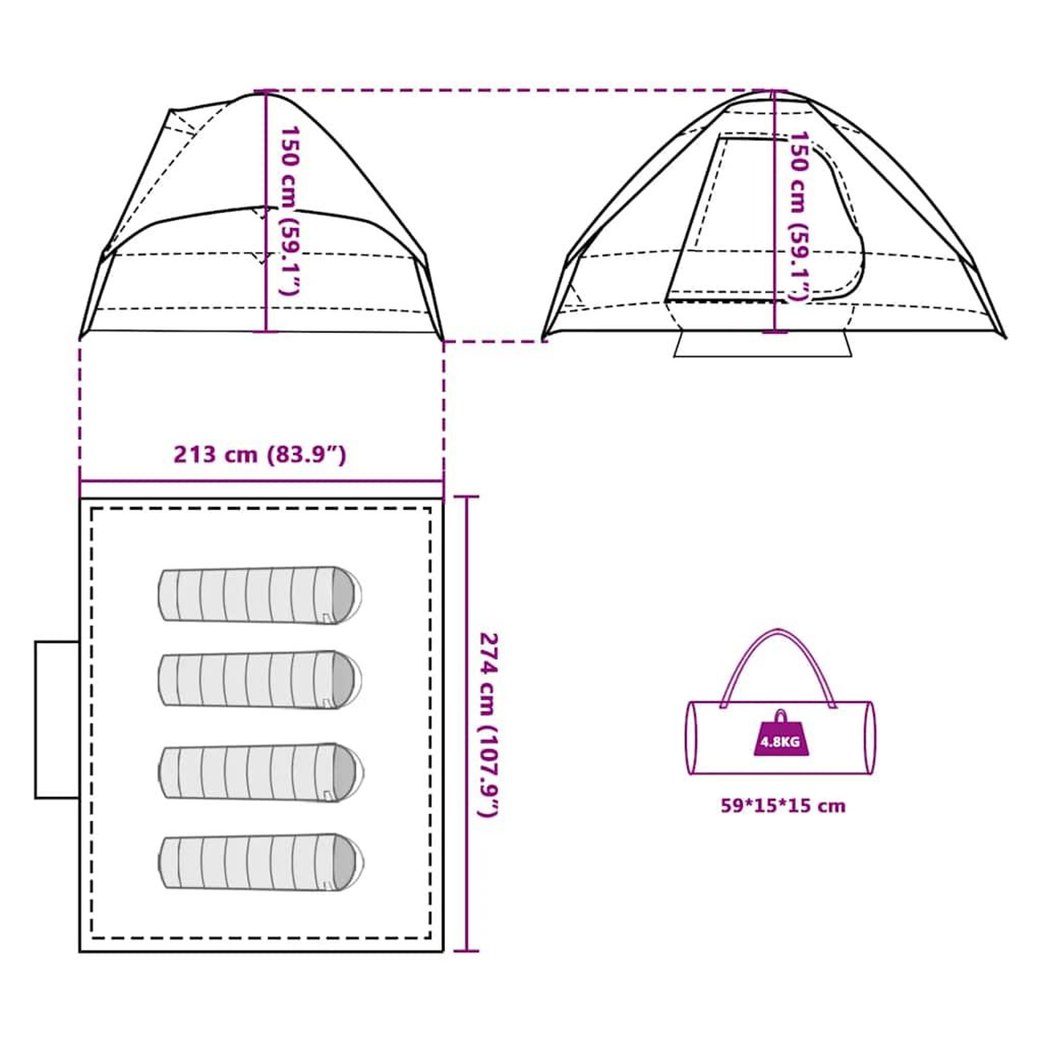 Voir la diapositive 6 : VIDAXL Tente de camping a dome 4 personnes tissu occultant impermeable