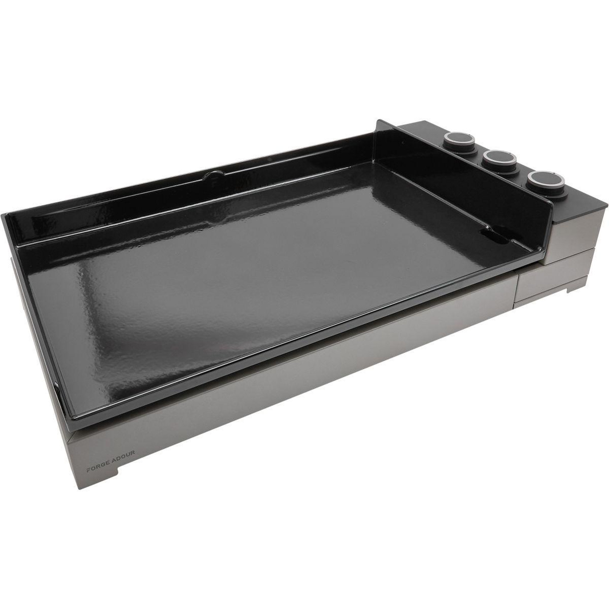 Voir la diapositive 1 : FORGE ADOUR Plancha gaz premium acier 75 ng noir gris 3 brûleurs à poser, 73.2x40.9 cm