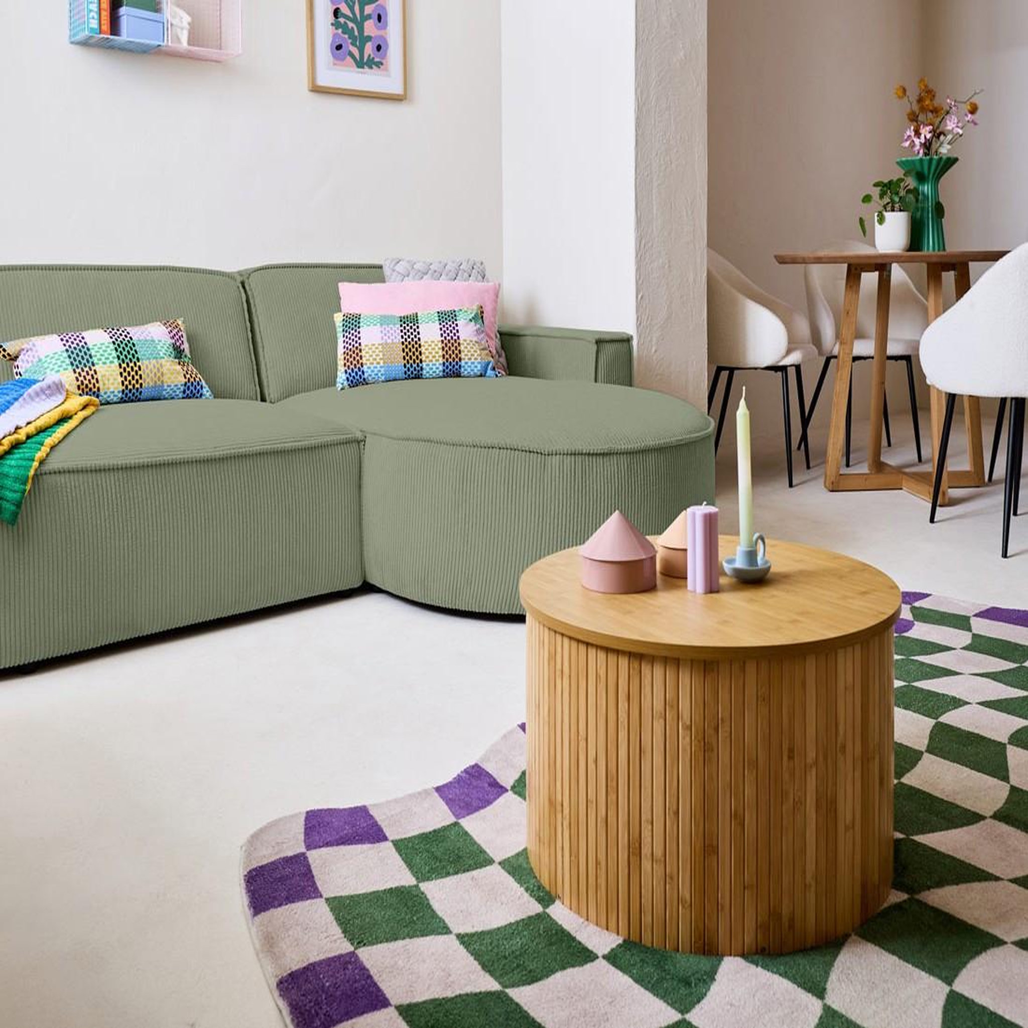 Voir la diapositive 2 : LISA DESIGN Spiaggia - canapé d'angle droit - forme arrondie - 4 places - en velours côtelé
