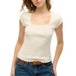 SUPERDRY T Shirt  Femme Superdry Essential Square. Coloris disponibles : Blanc