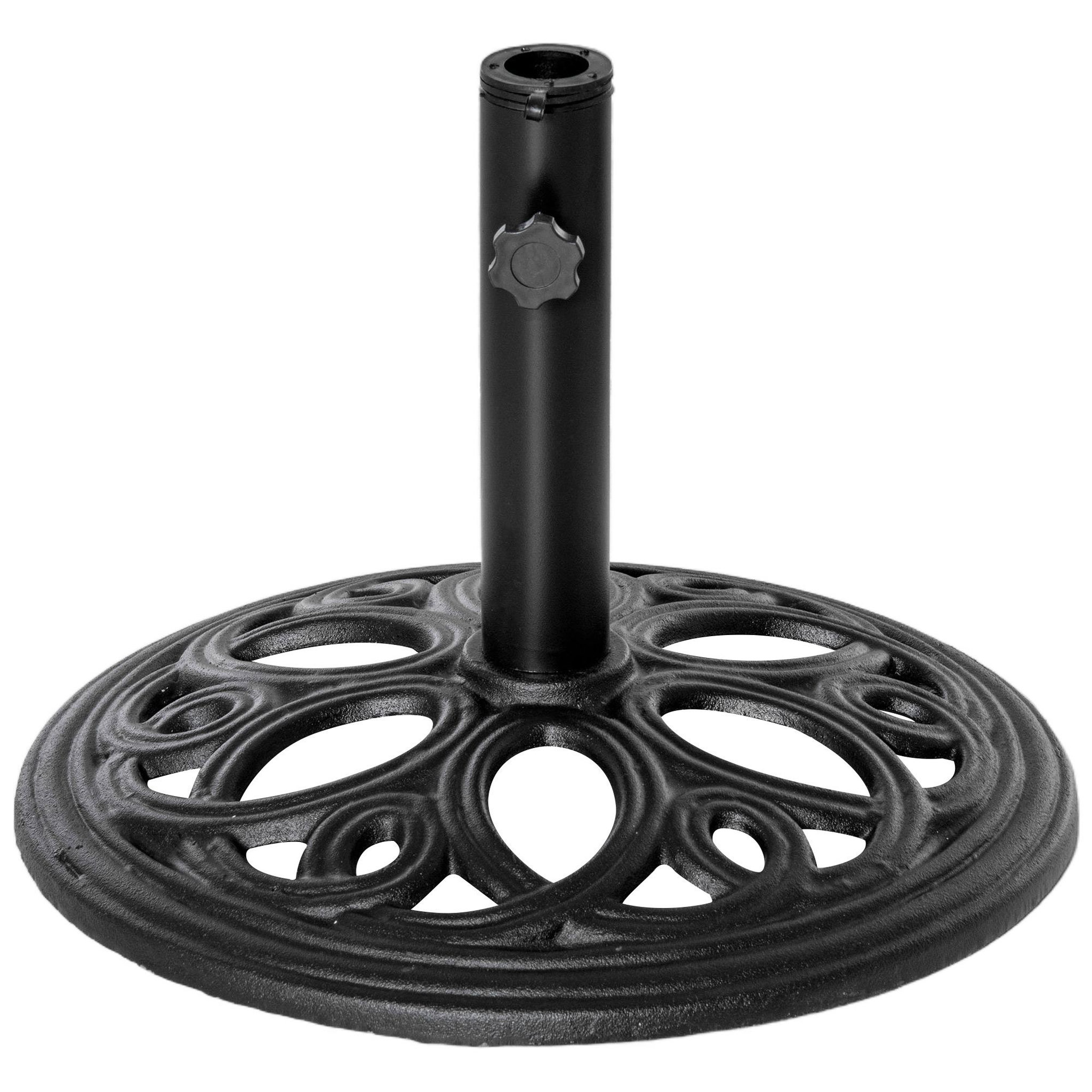 Voir la diapositive 4 : OUTSUNNY Pied de parasol design rosace aspect fer forgé poids net 11,5 Kg dia. 45 cm fonte noir