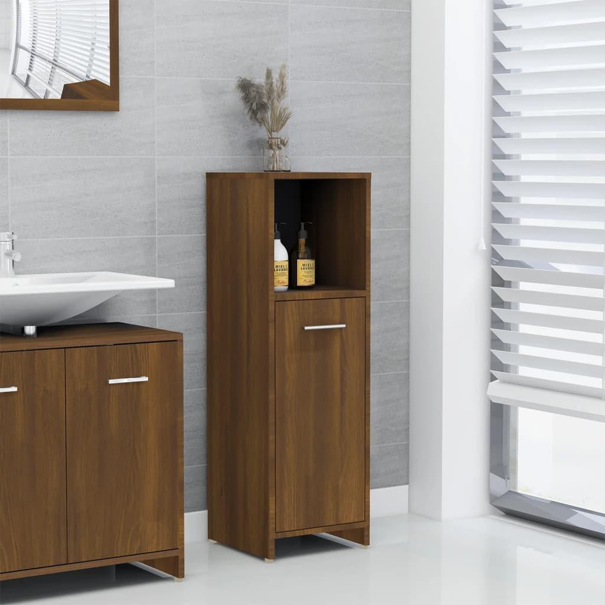 Voir la diapositive 1 : VIDAXL Armoire de bain Chene marron 30x30x95 cm Bois d'ingenierie