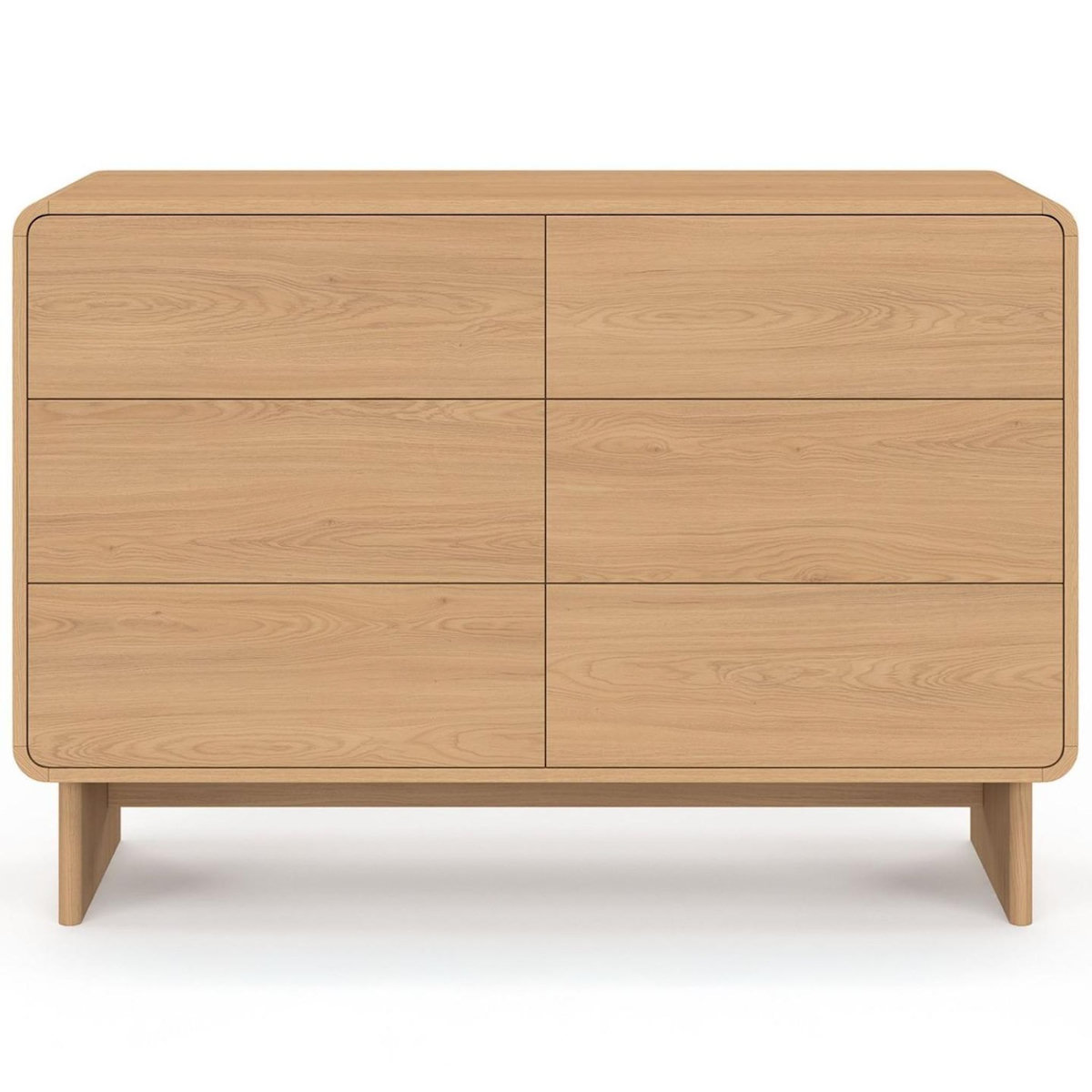 ID MARKET Commode 6 tiroirs CAPUCINE 110 cm façon hêtre design arrondi